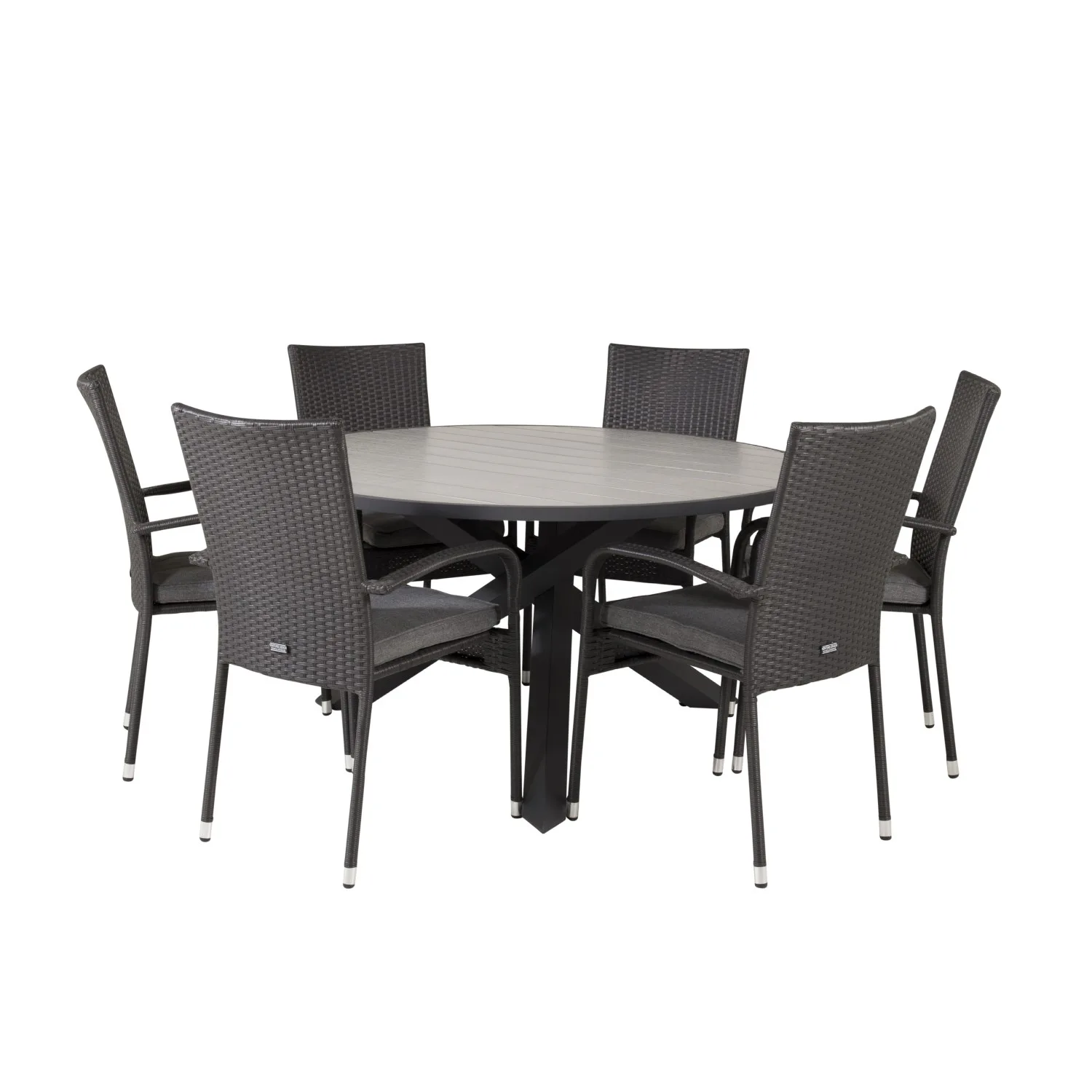 Parma - Table ø 140 - Svart Alu /Grey Aintwood+Anna Arm Chai Svart/Grå
