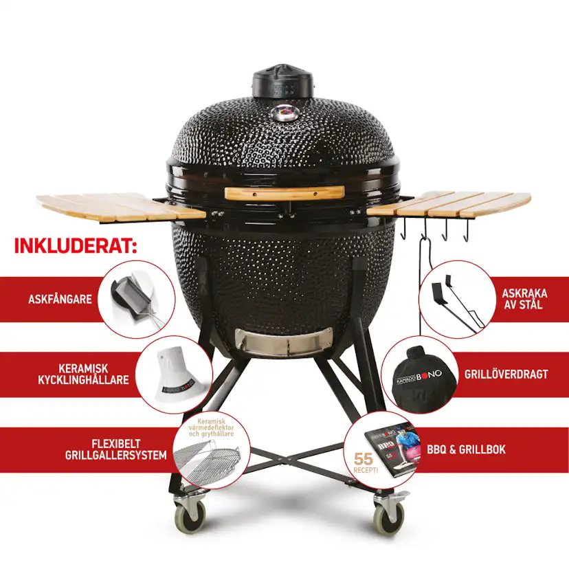Kolgrill Kamado Bono Limited Svart Med Överdrag