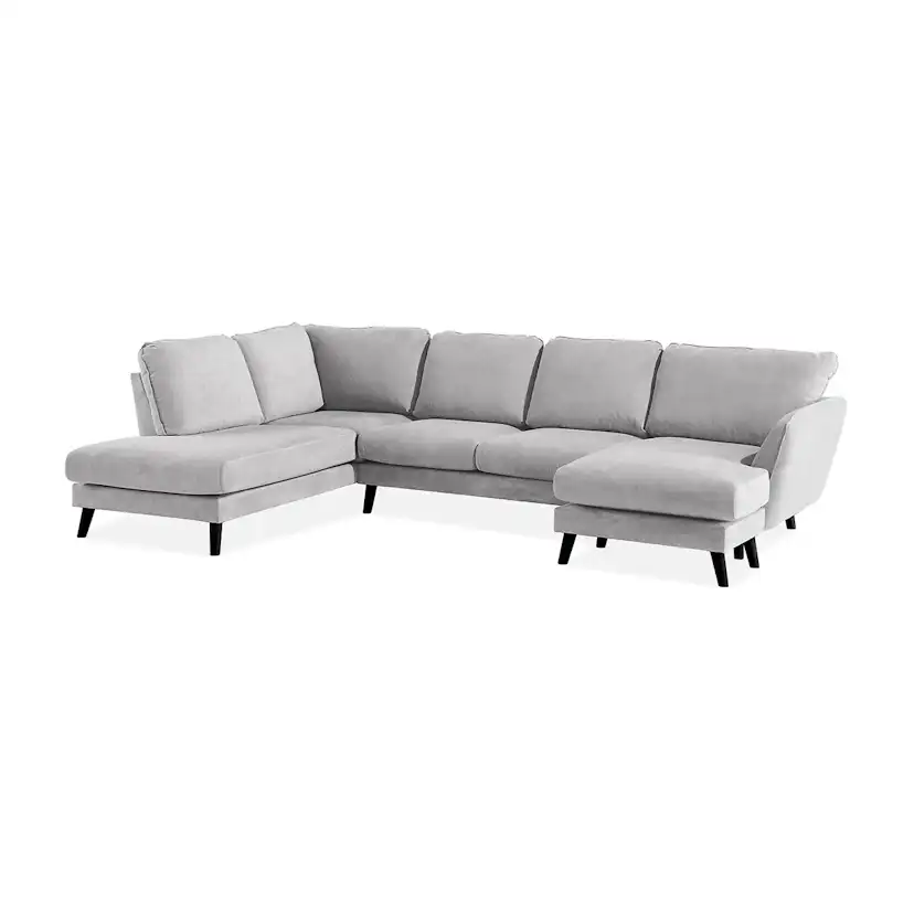 Trend Lyx U-soffa med Divan Höger Ljusgrå