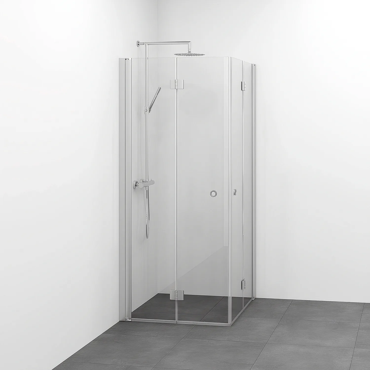 Spirit Vik Rak 90x90 Gr Ma Kl 900x900x1970 mm, Matt Aluminium, Klarglas med Hålgrepp