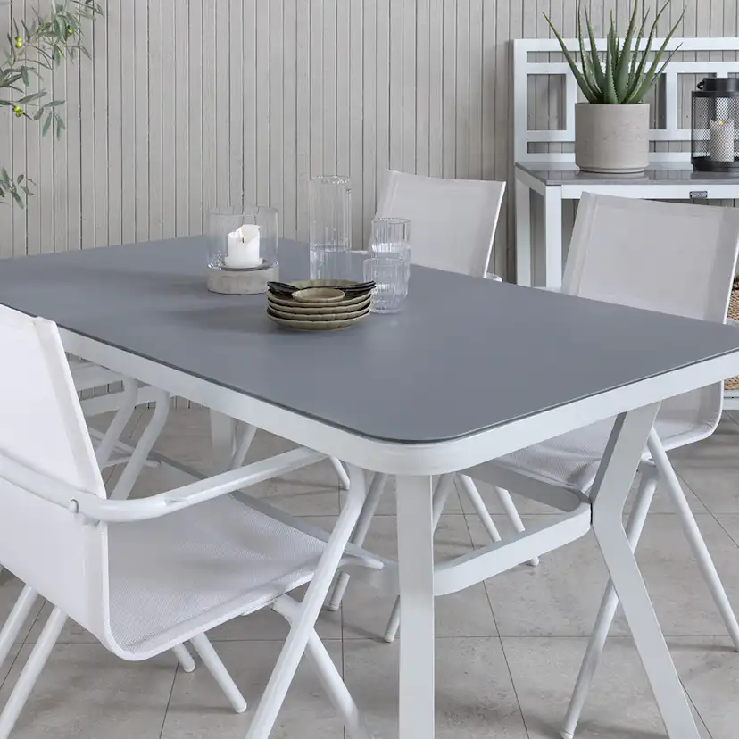 Matgrupp Venture Home Vyn Vit med 4 Anve Matstolar