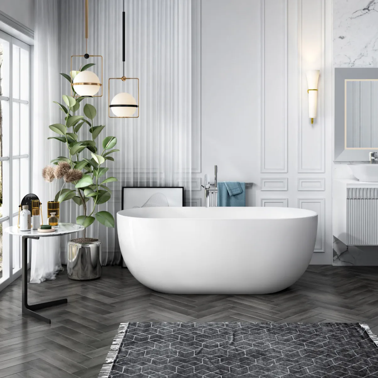 Bathtub Bathlife SOFT 160/F1 GO (GWGW) Acrylic Längd: 1600 mm, Vit