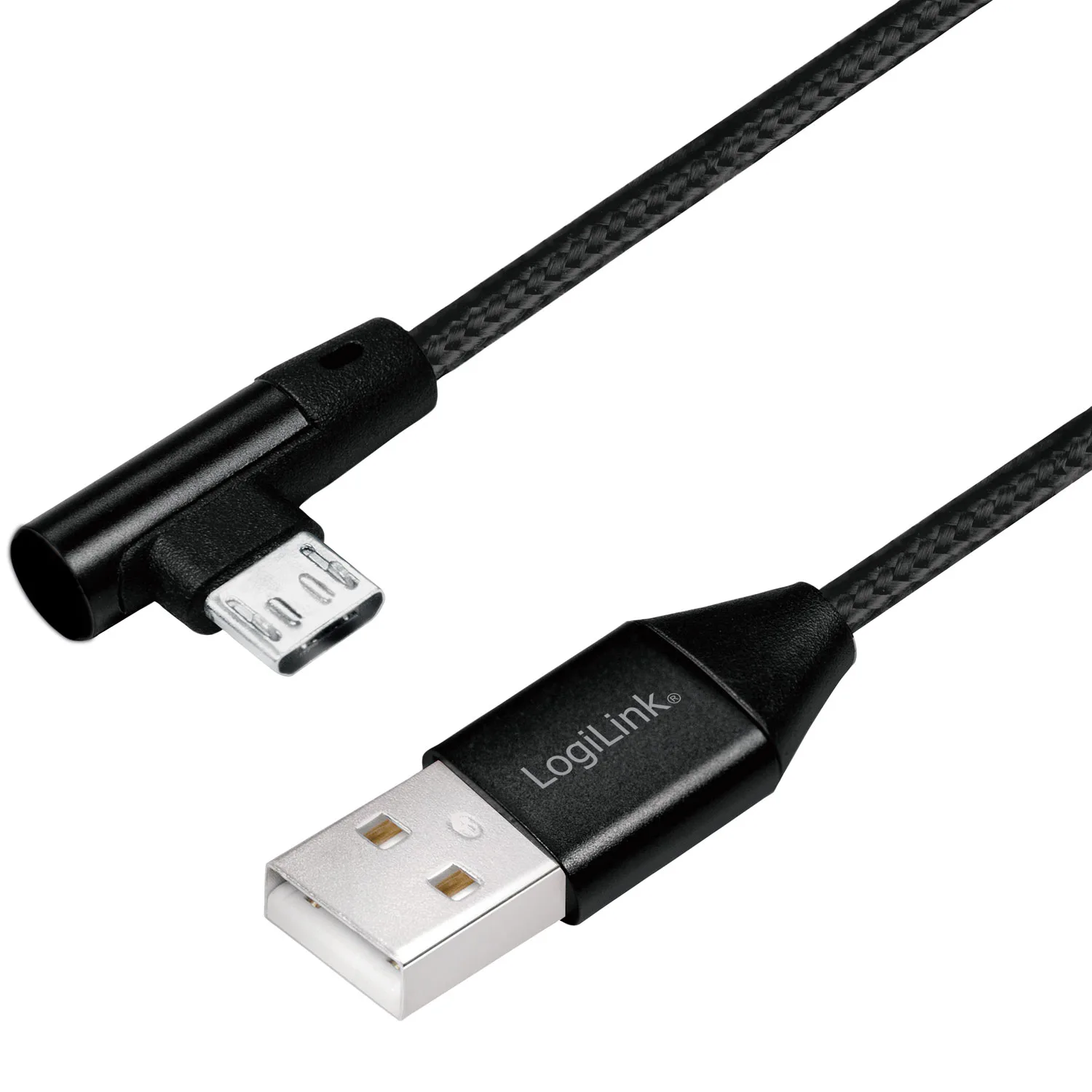 Vinklad MicroUSB-kabel LogiLink USB 2.0 15W 1 m