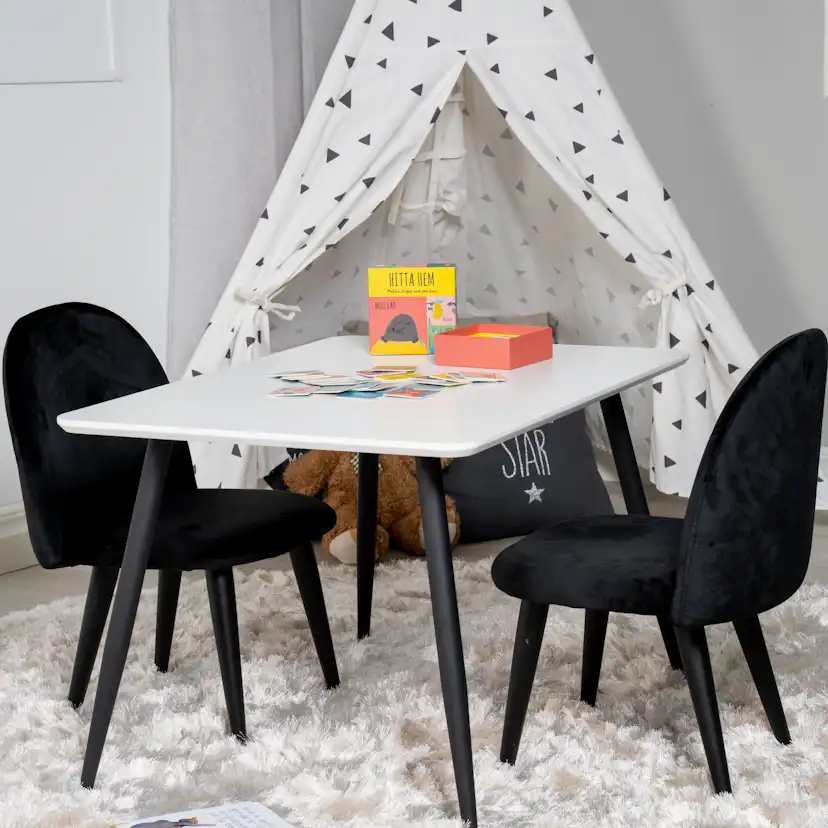 Polar Dining Table 80*60 XXS - White / Black+Velvet Dining C Svart