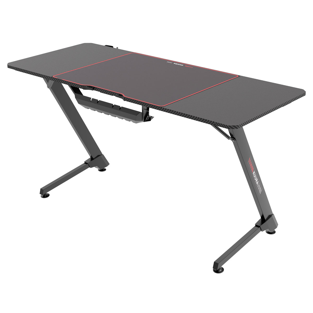 Gamingbord Kuura Pro 140x60 cm Svart med Integrerad Musmatta