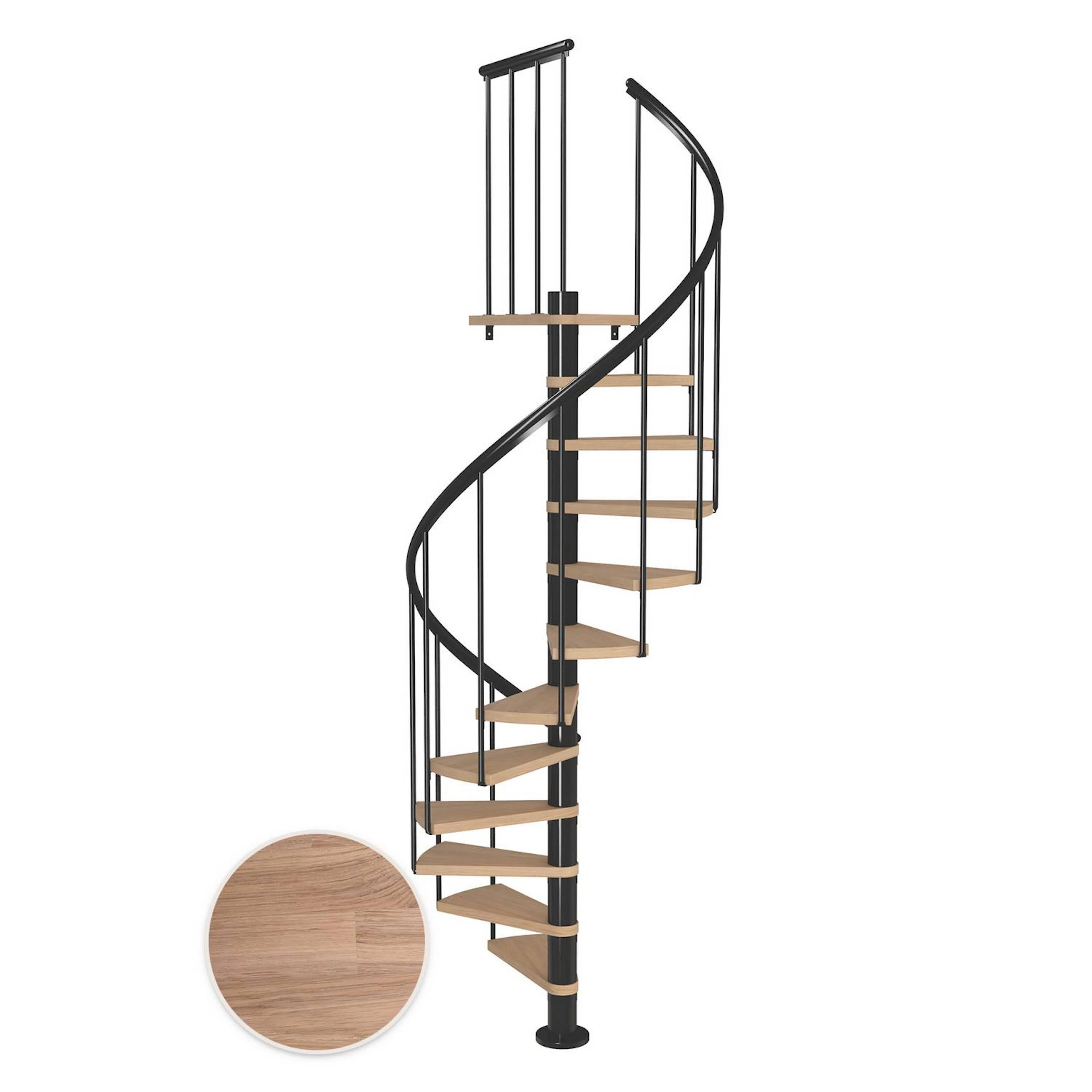 MONTREAL spiral ek vit oljad antracit CLASSIC2 12T Ø120 Antracit, Golv till golv höjd: 2700-3090 mm, 12+1 steg