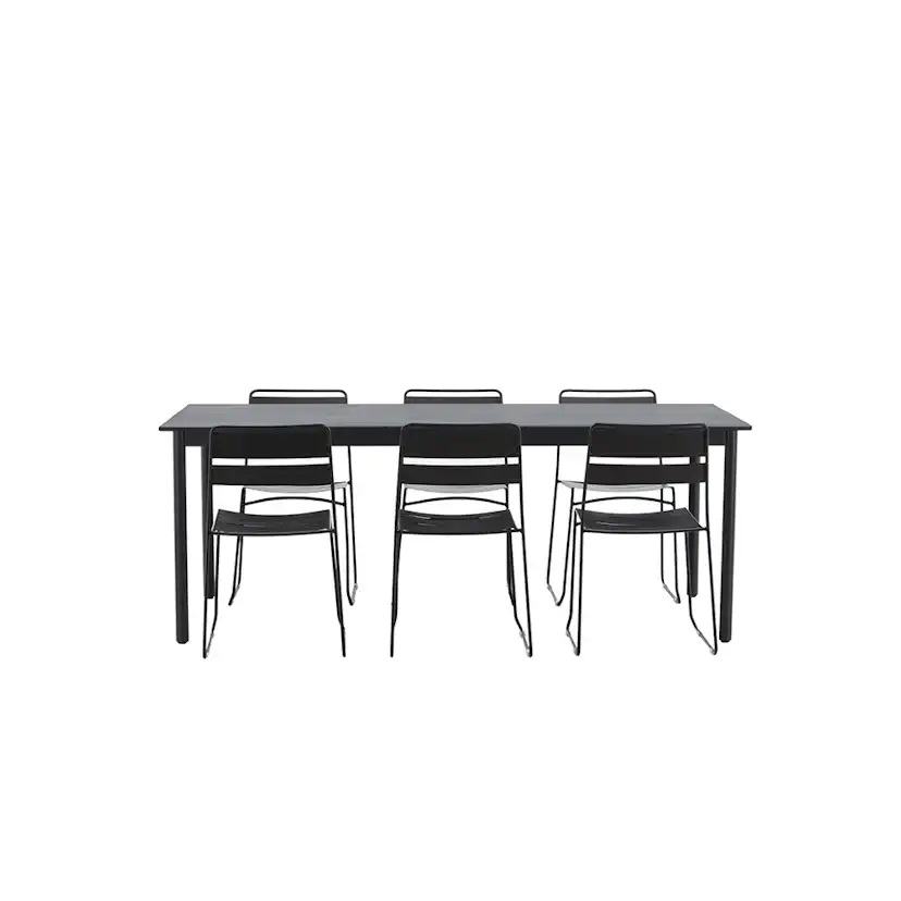 Modena - Dining Table- Black - Aluminium - 200*100cm _1+ Lin Svart