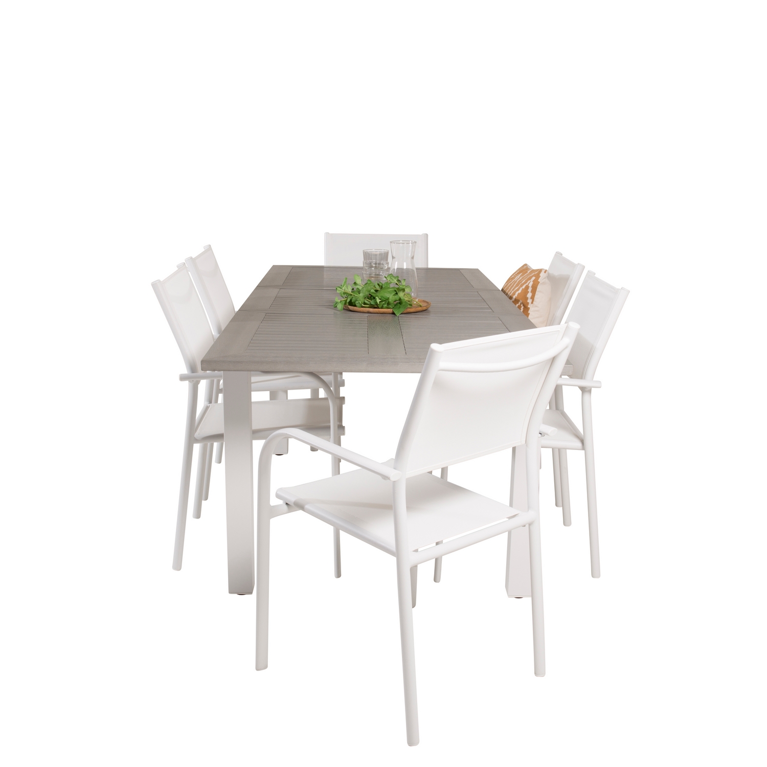 Albany Dining Table 152/210*90 - White Alu / Grey Aintwood+S Vit/Grå