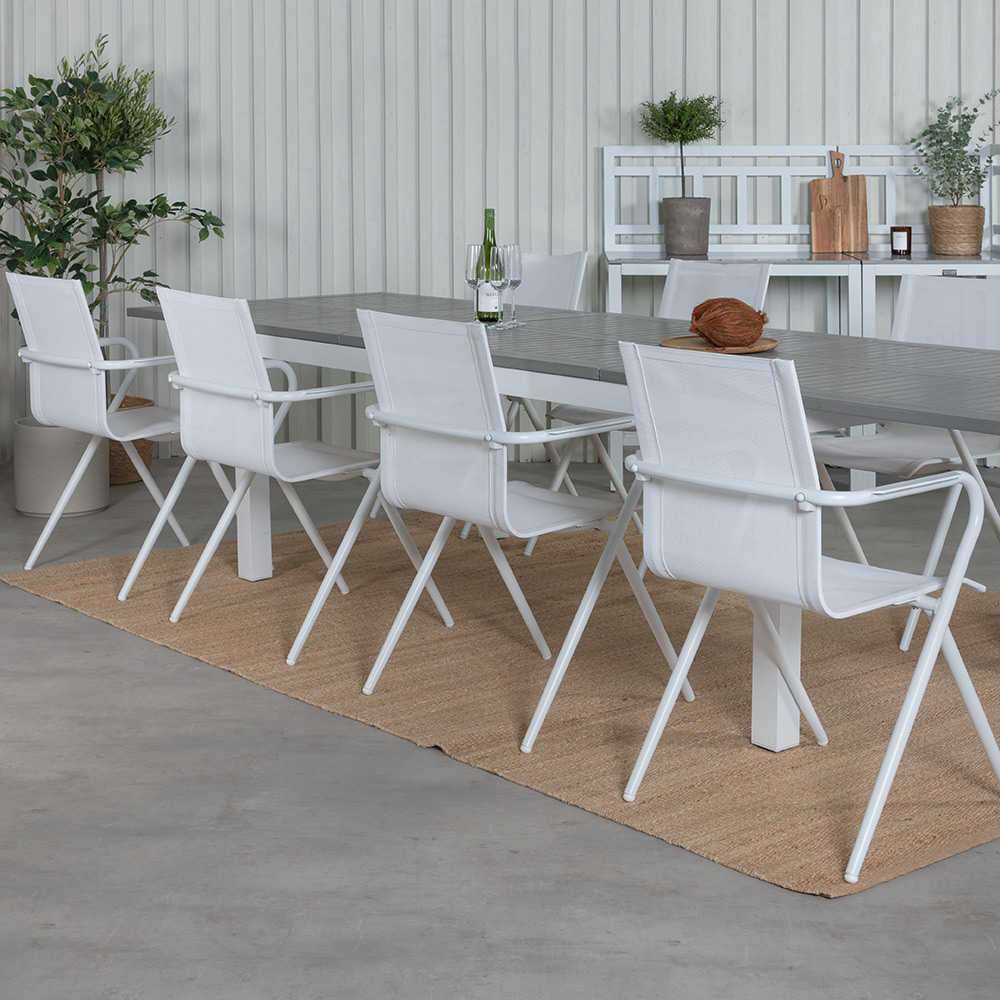 Matgrupp Venture Home Aleyna 224 Vit med 8 Aspen Matstolar