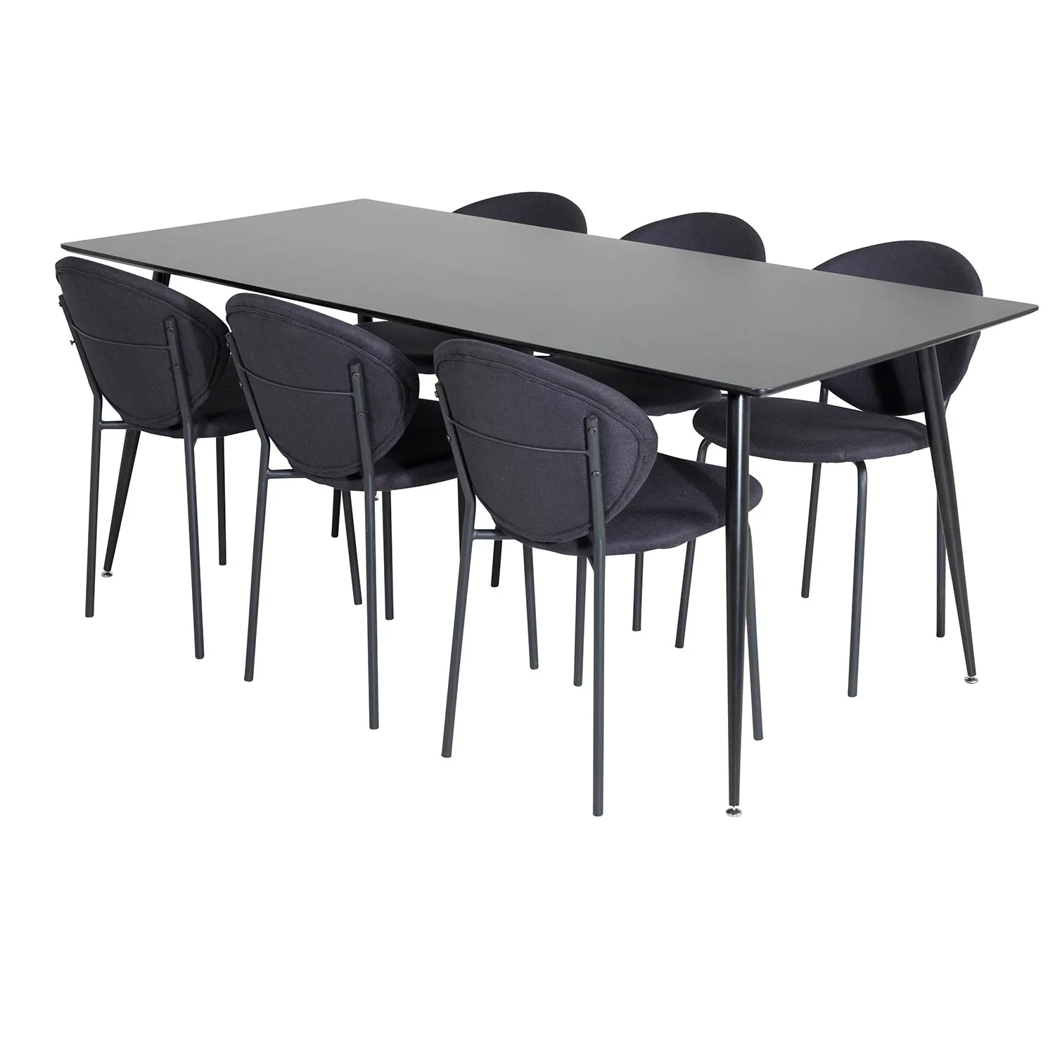 Silar Table - 180 cm - Black Melamine+Vault Chair- Black _6 Svart