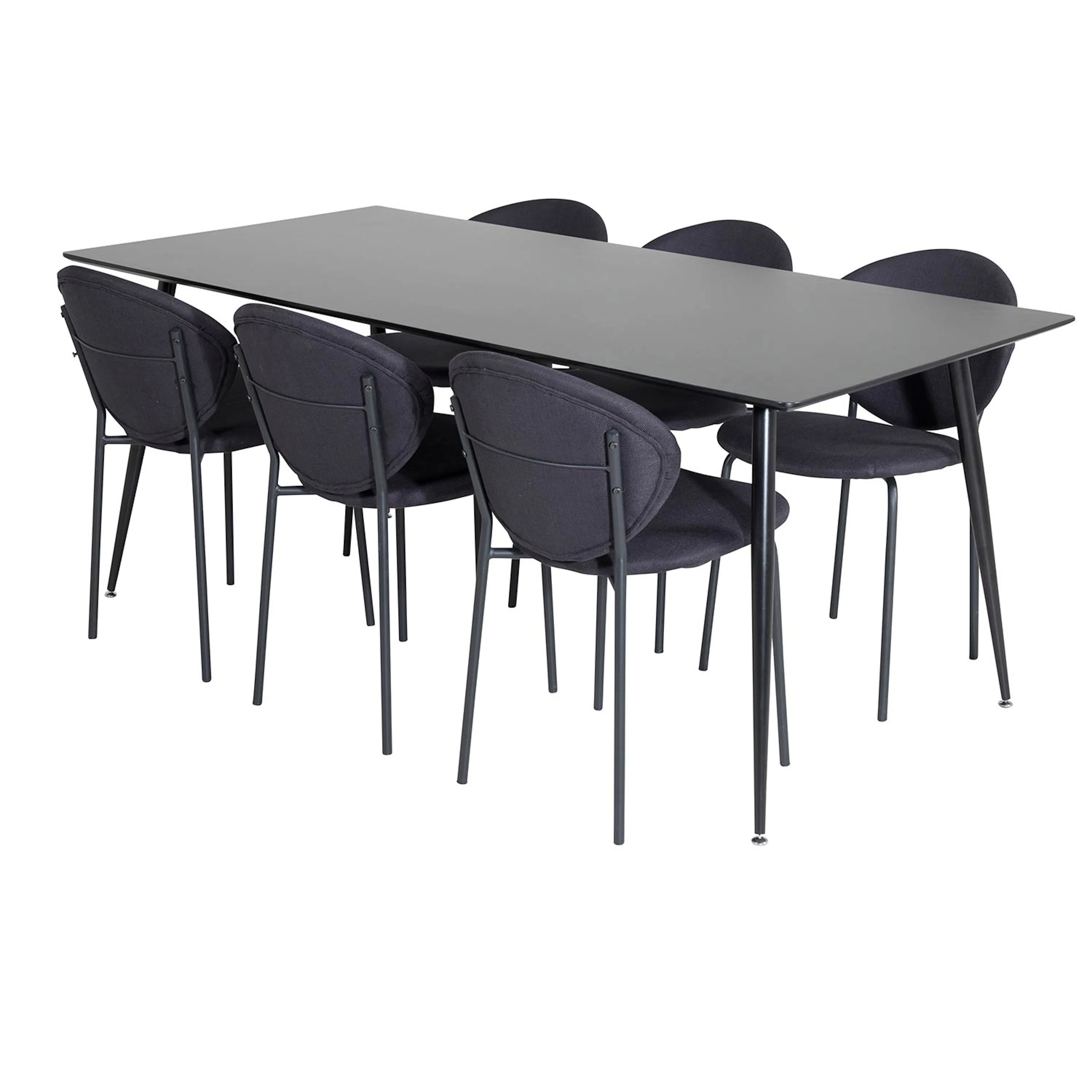 Silar Table - 180 cm - Black Melamine+Vault Chair- Black _6 Svart