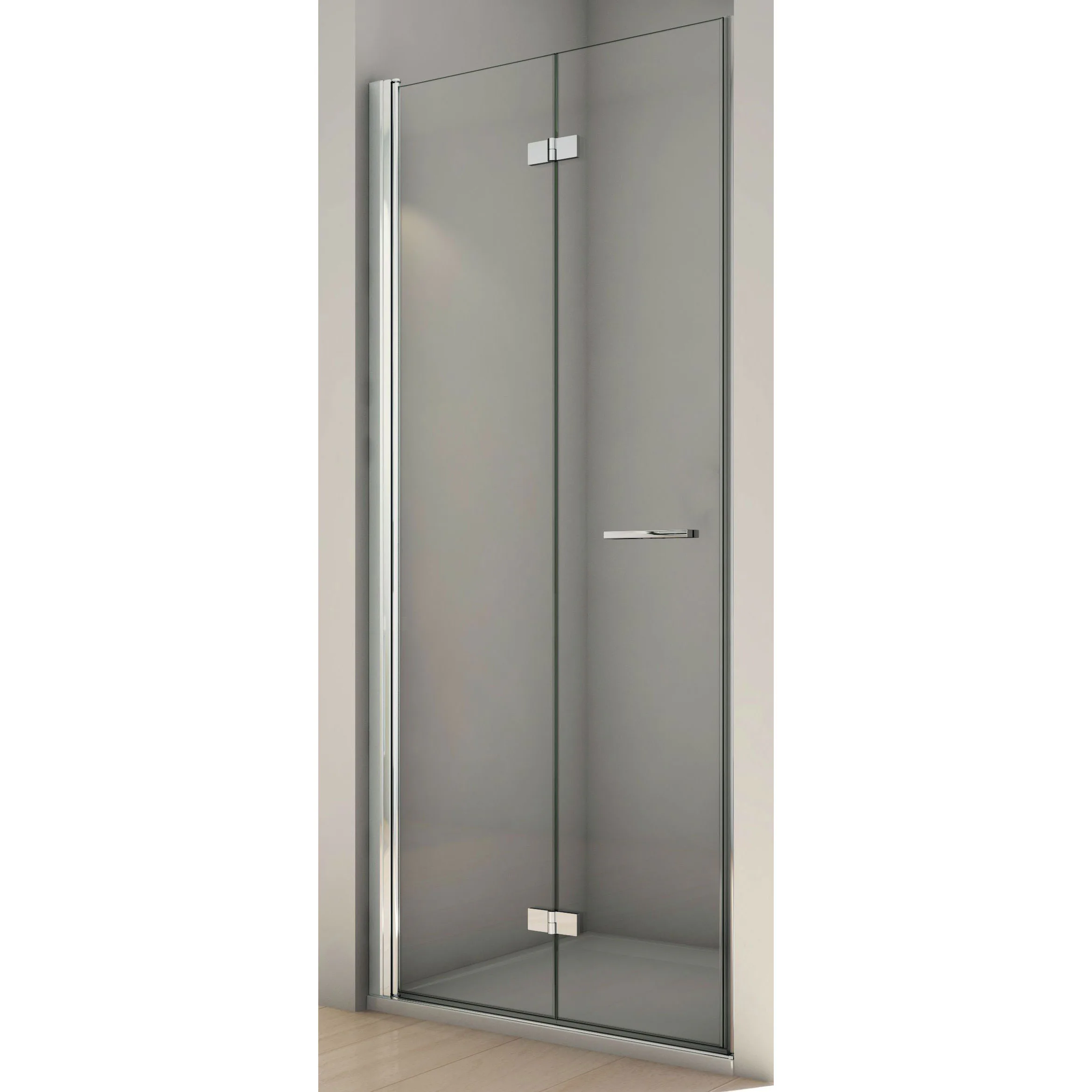 Solino Dusch Vikbar slagdörr 90 Klarglas/Högglans silver Vän B: 900 mm, Profil: Högglans silver, Hägning: Vänster
