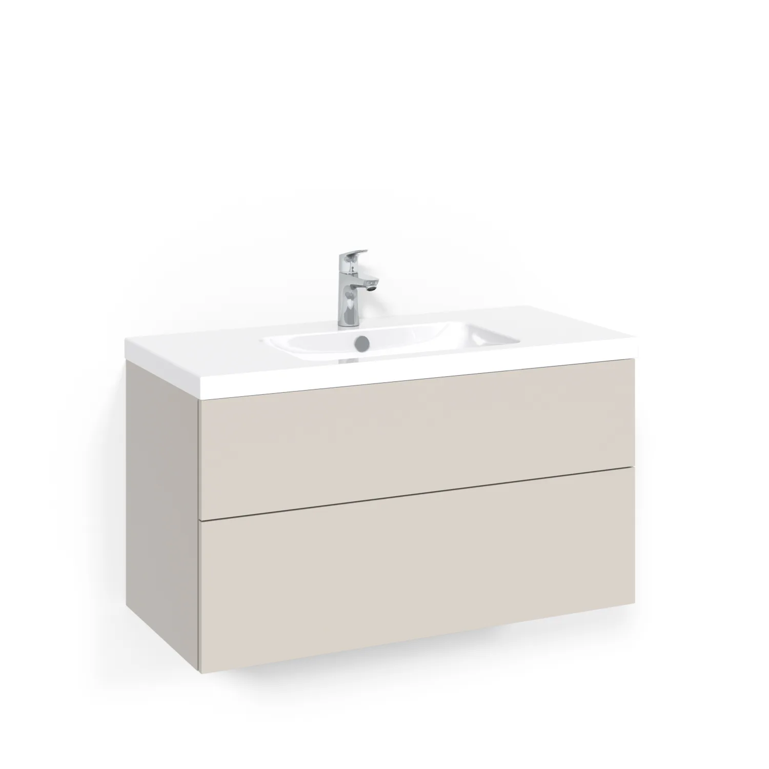 Crown Kommod 100x45 Beige Plain Push-open Light 45 Bredd 1000 mm, Beige, Push Open, Enkelt tvättställ