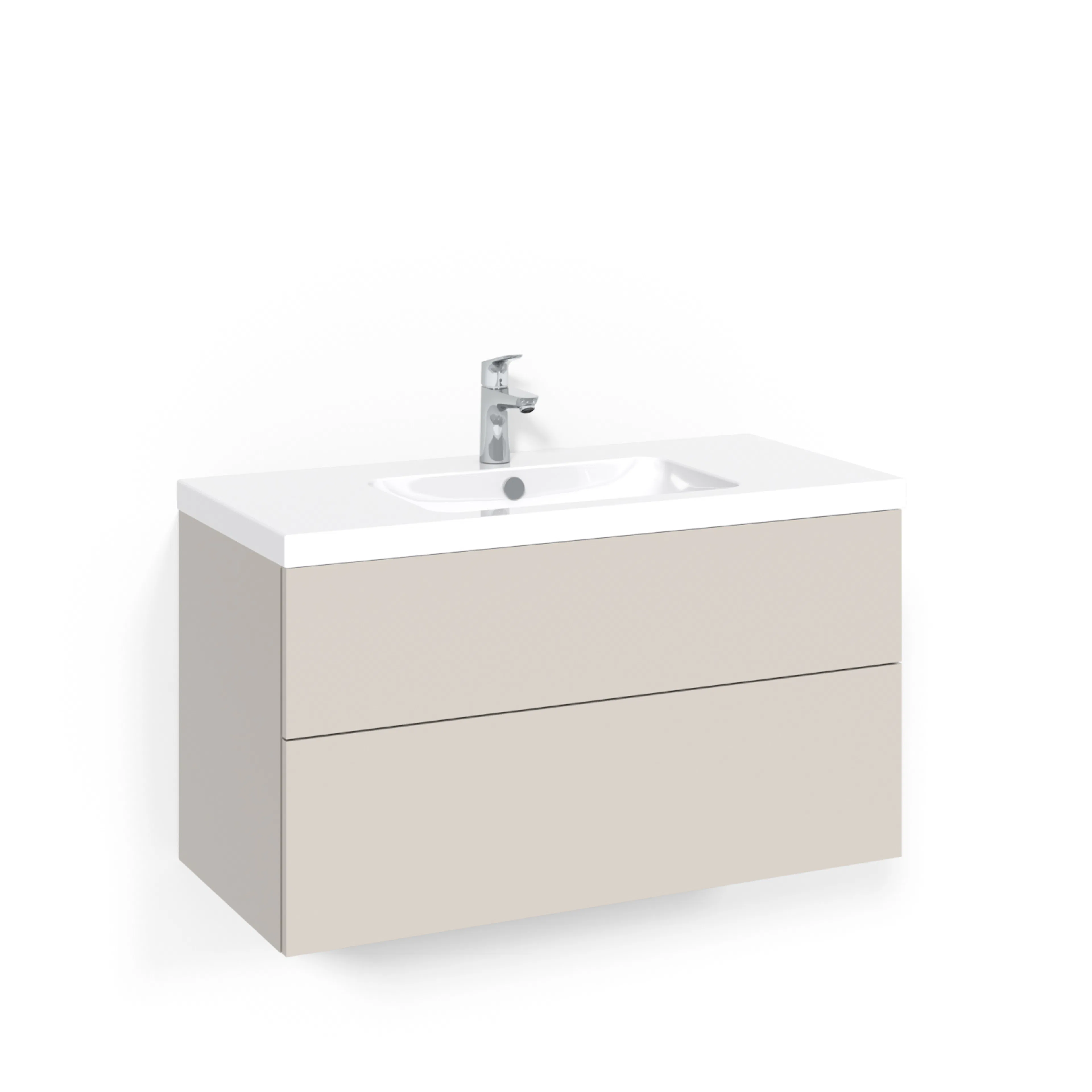 Crown Kommod 100x45 Beige Plain Push-open Light 45 Bredd 1000 mm, Beige, Push Open, Enkelt tvättställ