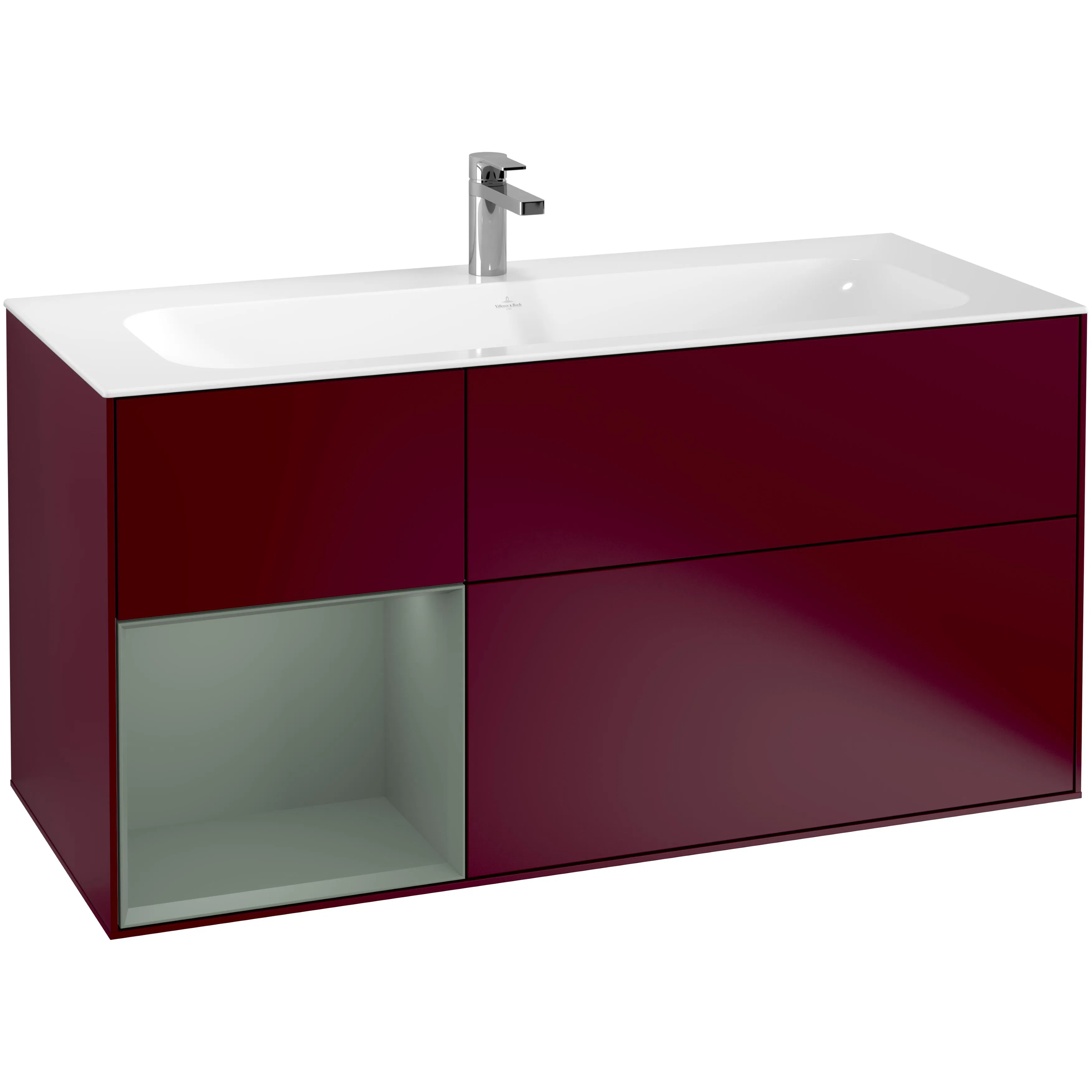 Tvättställsskåp Villeroy & Boch Finion F060GMHB Pion Mattlack/Oliv Mattlack, Lucka Vänster