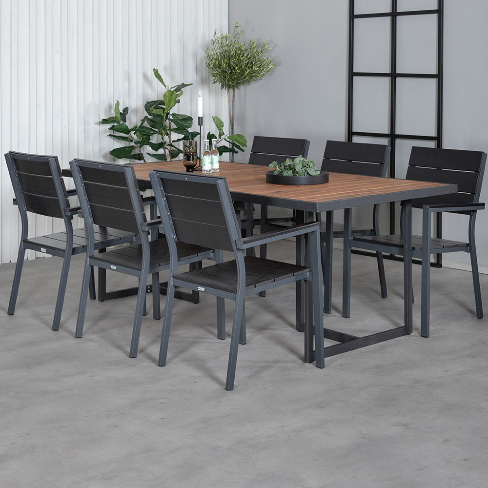 Matgrupp Venture Home King med 6 Lede Stapelbara Matstolar