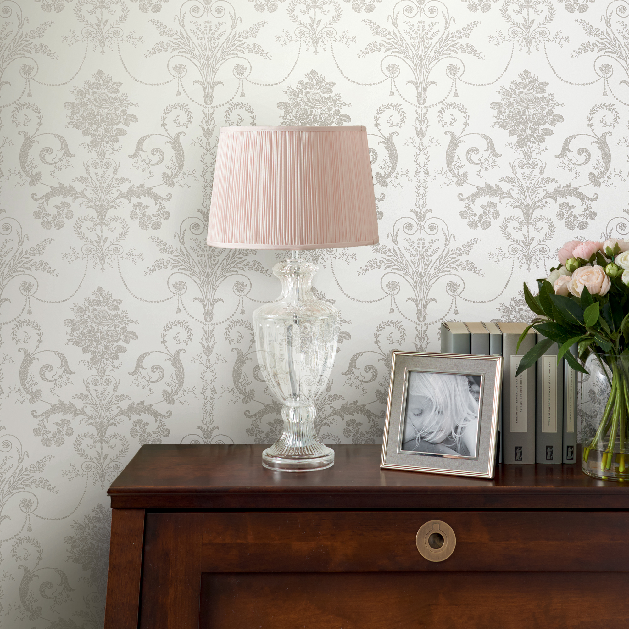 Tapet Laura Ashley Josette Dove Gra & Vit