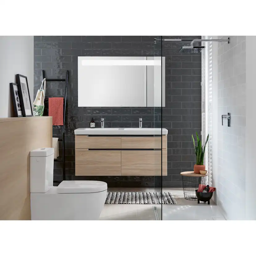 Tvättställ villeroy & Boch Subway 2.0 7175D0R1 Vit Alpin CeramicPlus, Med Bräddavlopp, för Två Trehålsblandare