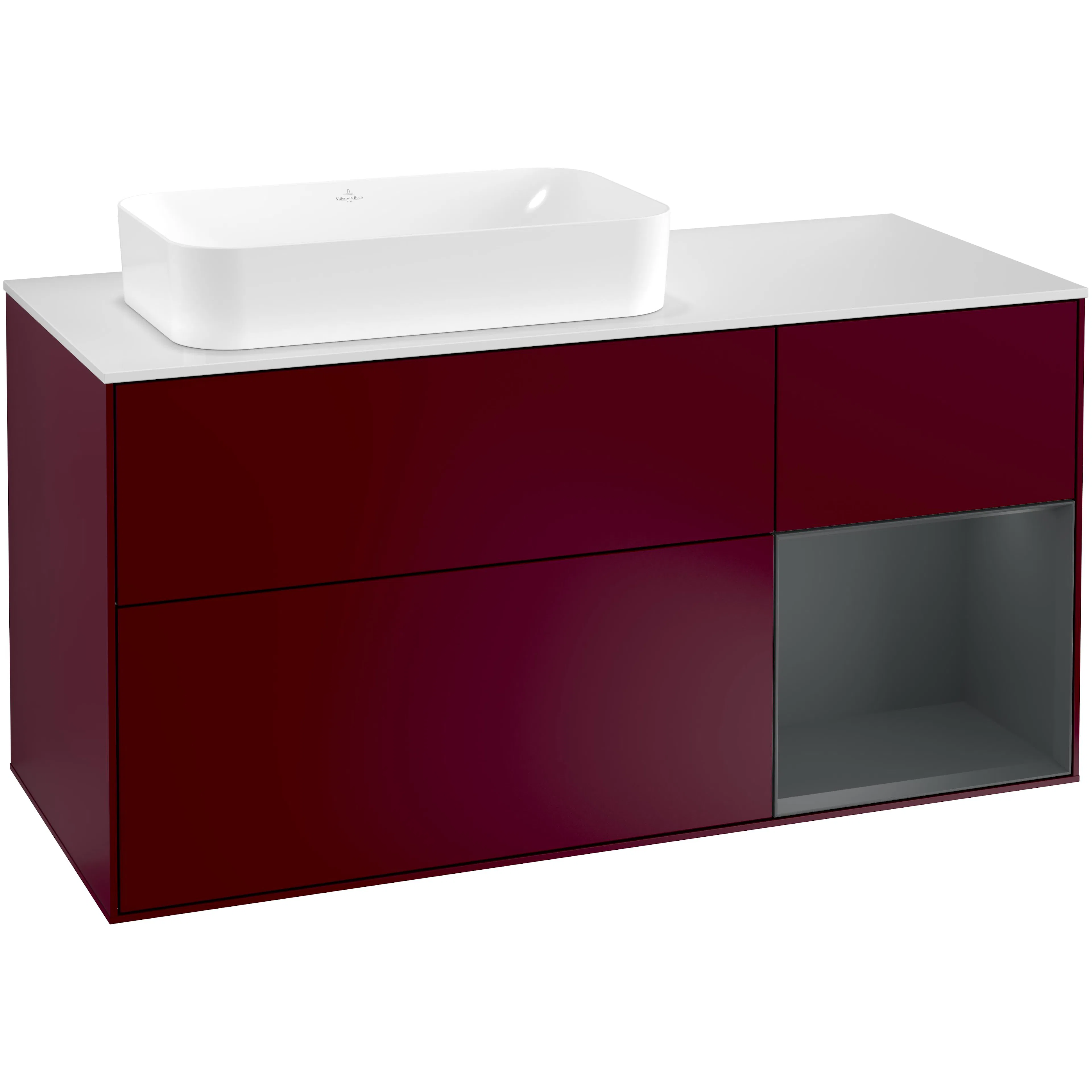 Tvättställsskåp Villeroy & Boch Finion med 3 Lådor Hylla och Bänkskiva för Ocentrerat Fristående Tvättställ