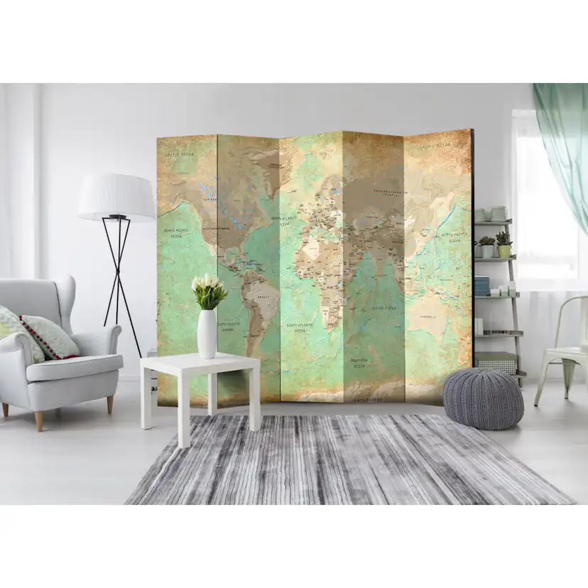 Rumsavdelare Arkiio Turquoise World Map 225x172 cm