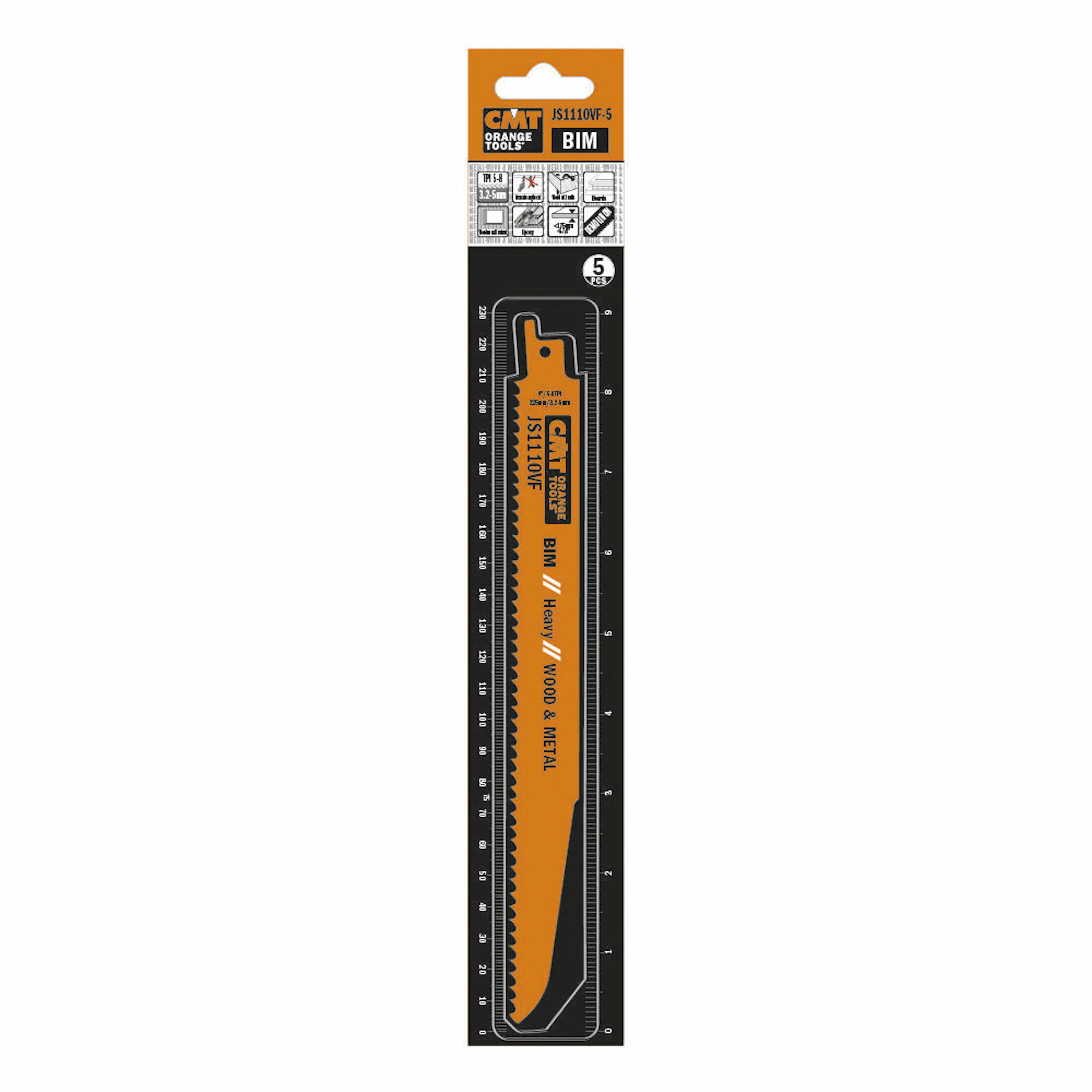 Tigersågblad CMT Orange Tools Trä/metall 225mm BIM Heavy 5 st JS1110VF-5