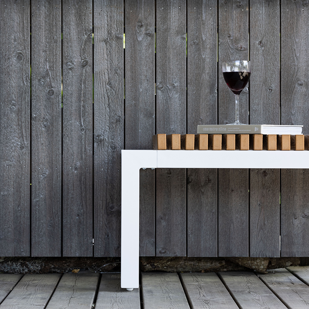 Athena Bench Alumnium - White / Brown Aintwood Brun/Vit