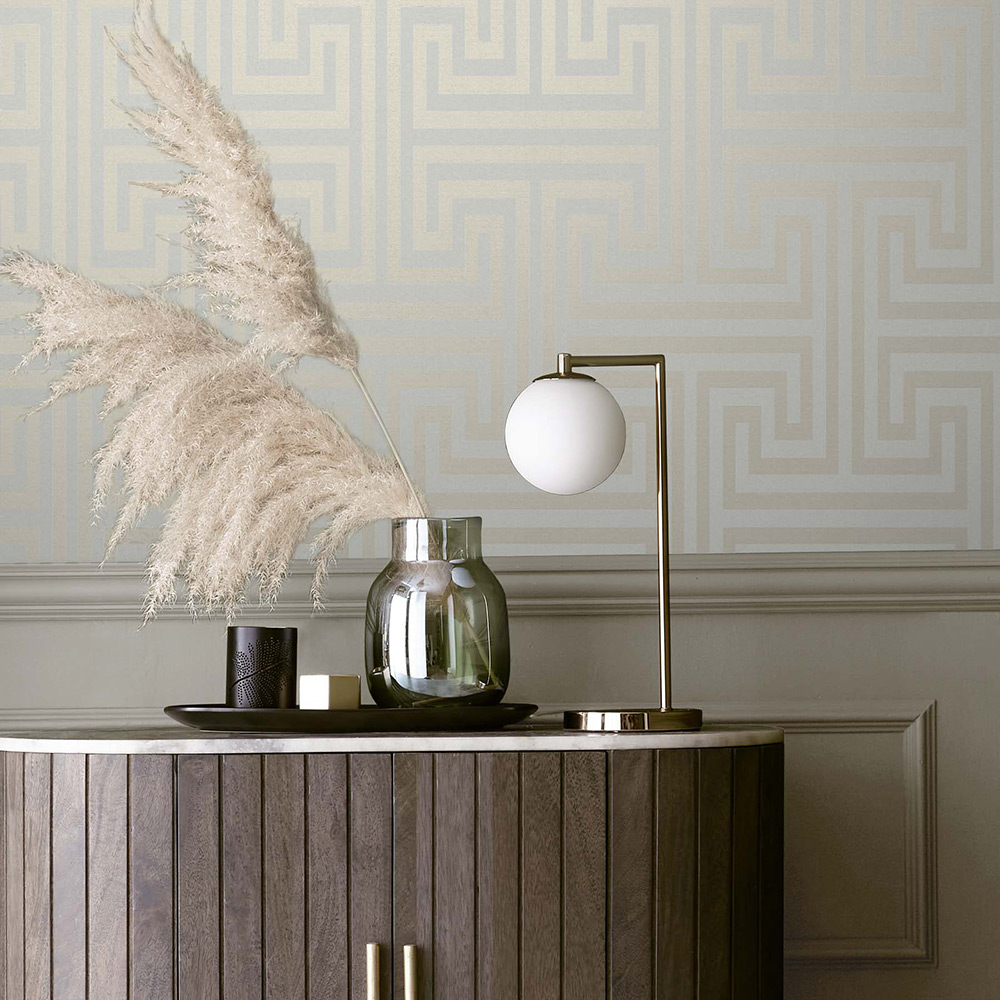 Tapet NEXT Metallic Greek Key Neutral