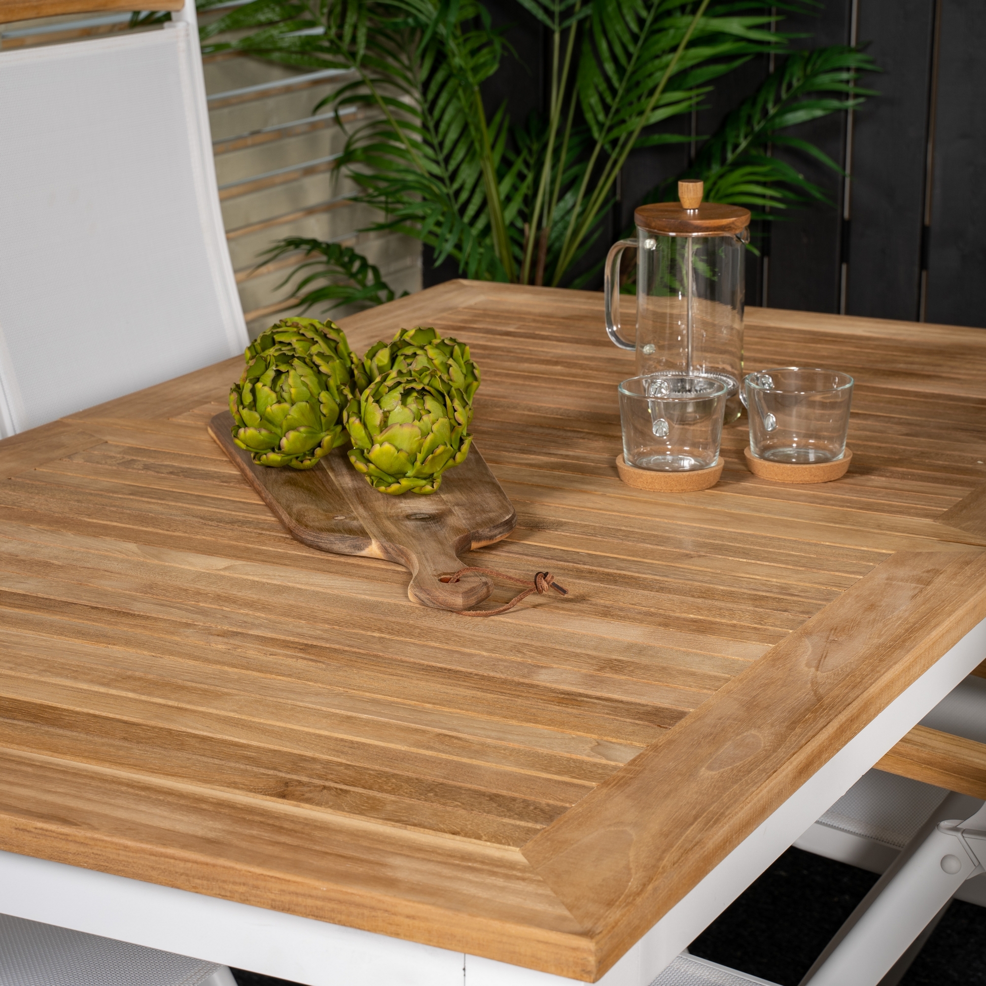 Panama Dining Table 152/210*90 - White Alu / Teak+Panama Cha Blanka Ben