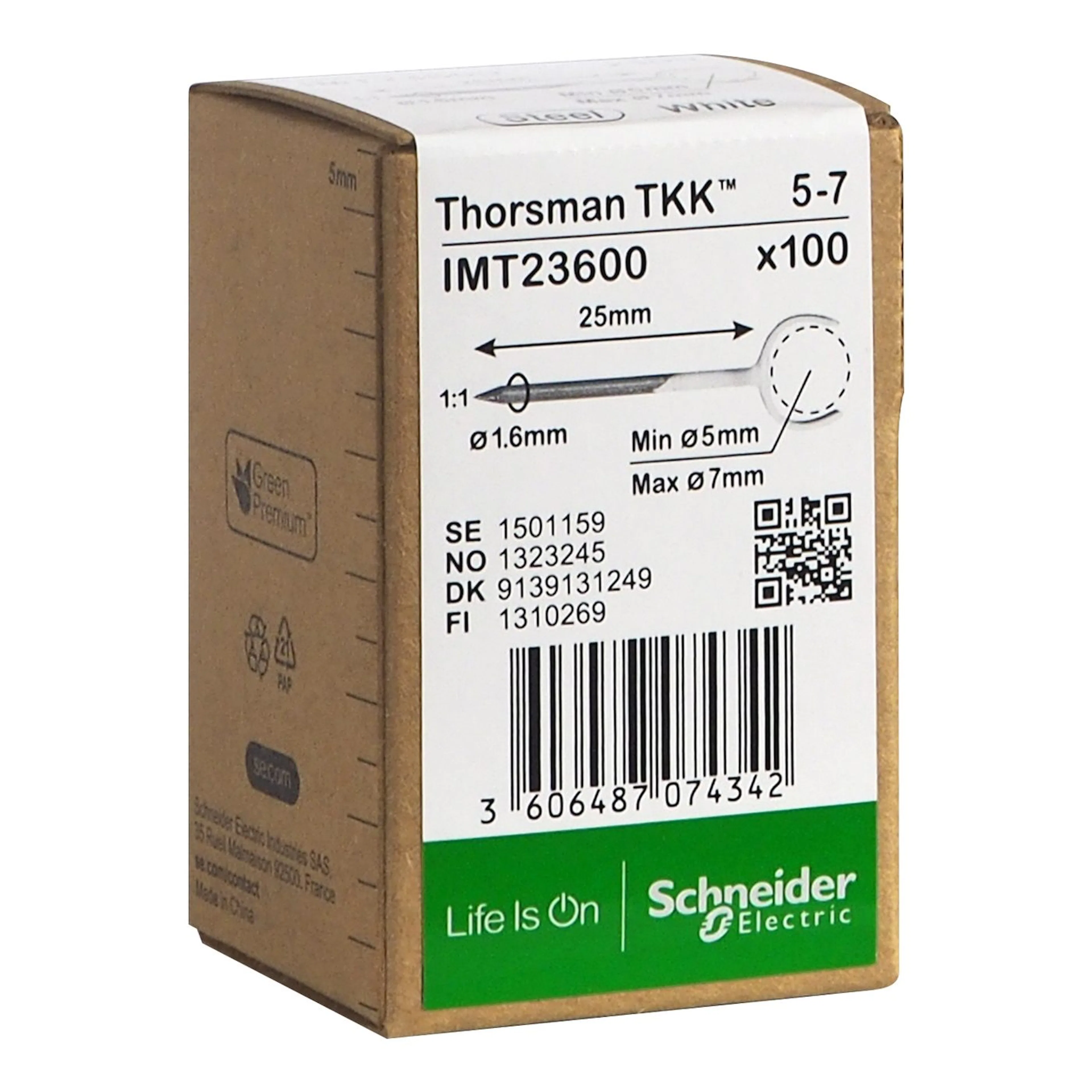 Metallklammer Schneider Electric Thorsman TKK Pulverlackerade med Inbyggd Stålspik för Rund Kabel