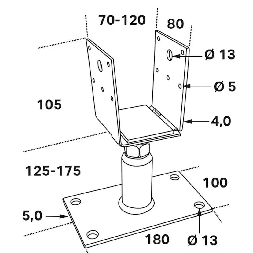 Stolphållare FAST CSFA 70-120x80 mm CE