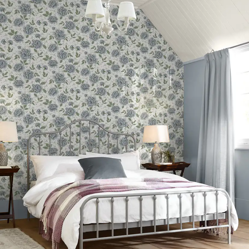 Tapet Laura Ashley Pickworth Posy Pale Seaspray Blå 122747