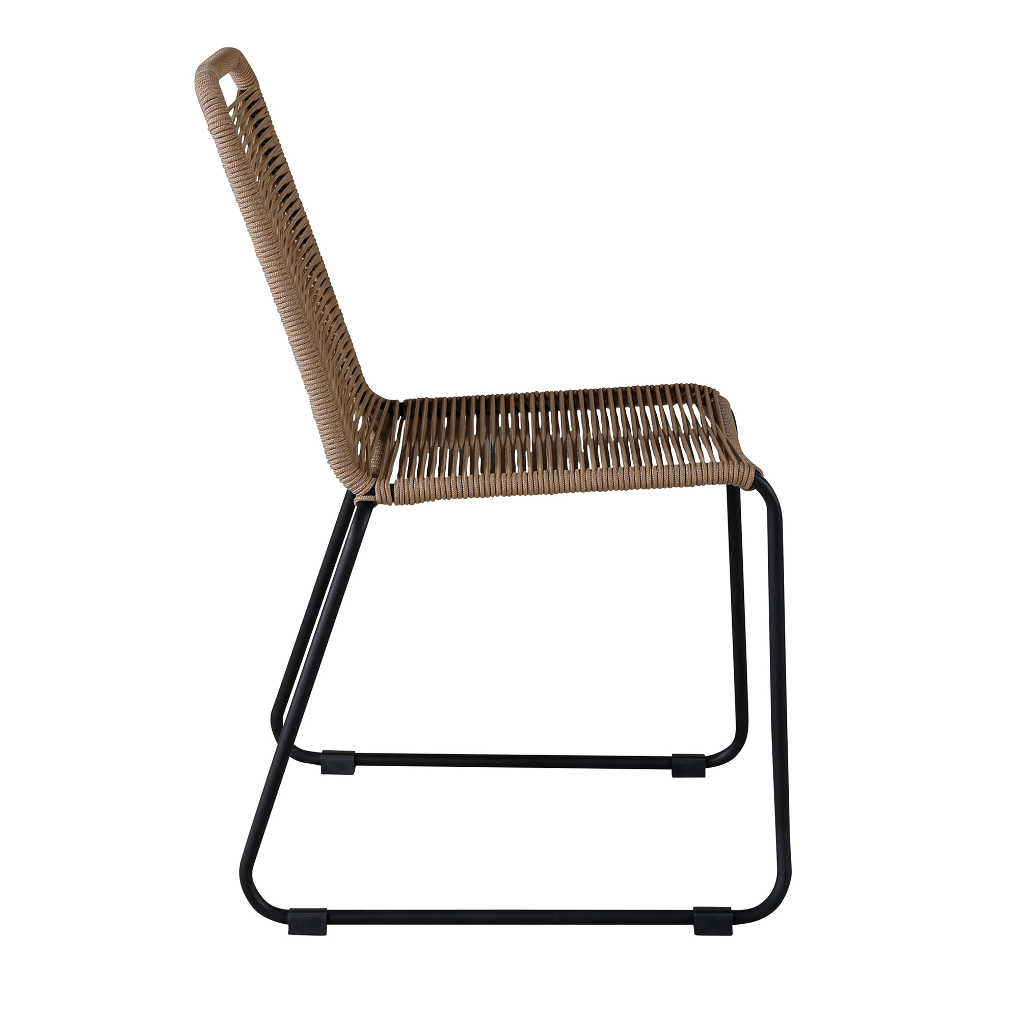 Lindos Stacking Chair - Black Alu / Latte Rope Svart/Latte