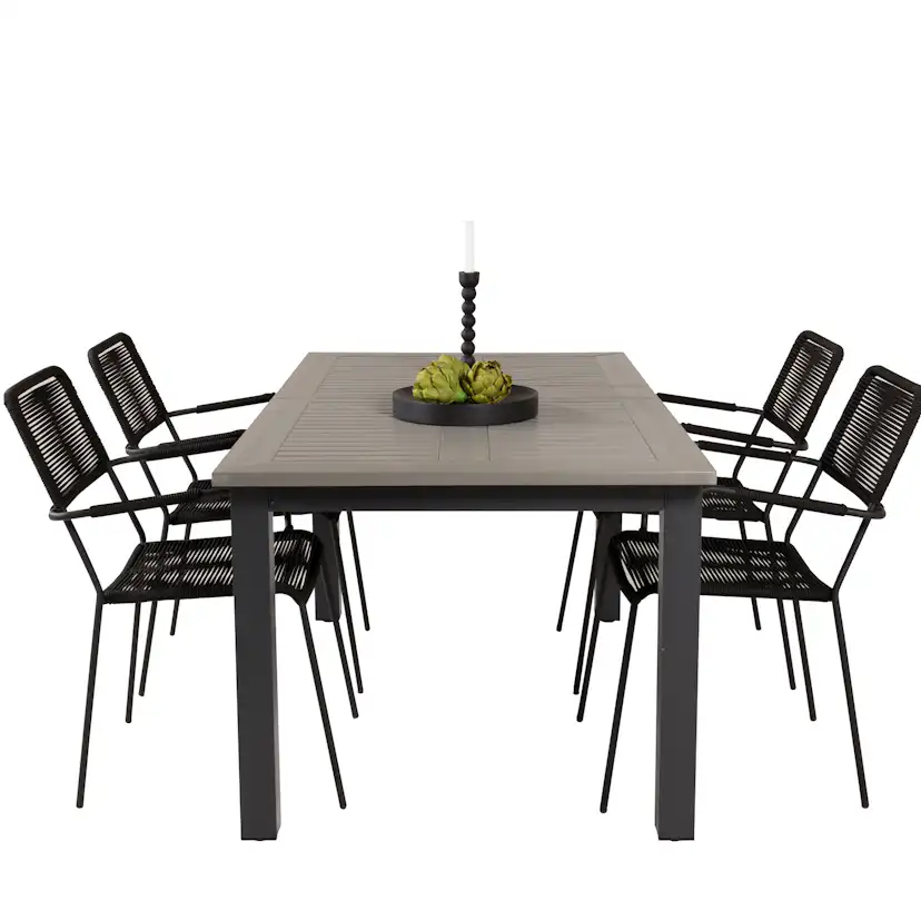 Matgrupp Venture Home Aleyna 160/240 med 4 Leon Karmstolar