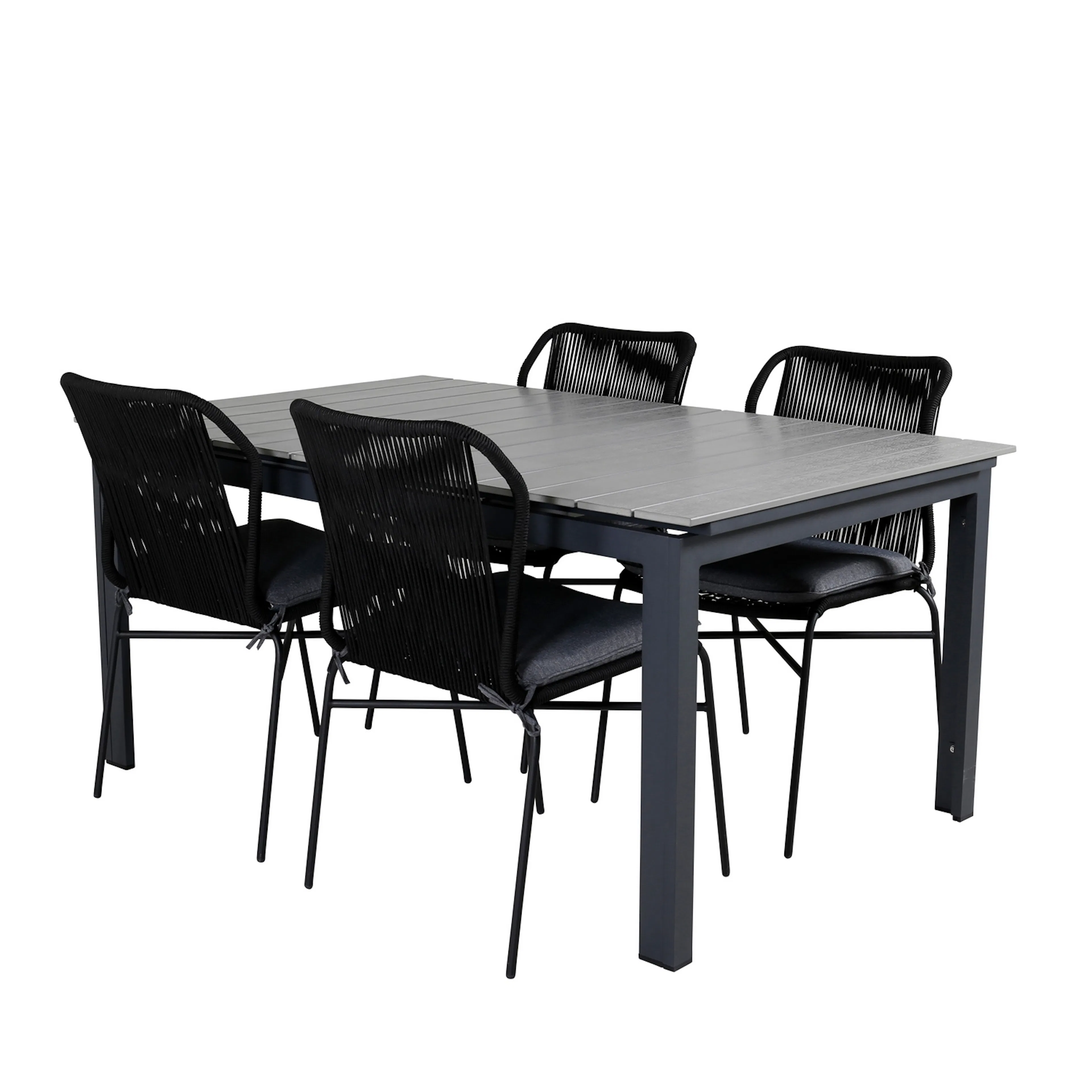 Matgrupp Venture Home Lova med 4 Jefferson Stapelbara Matstolar