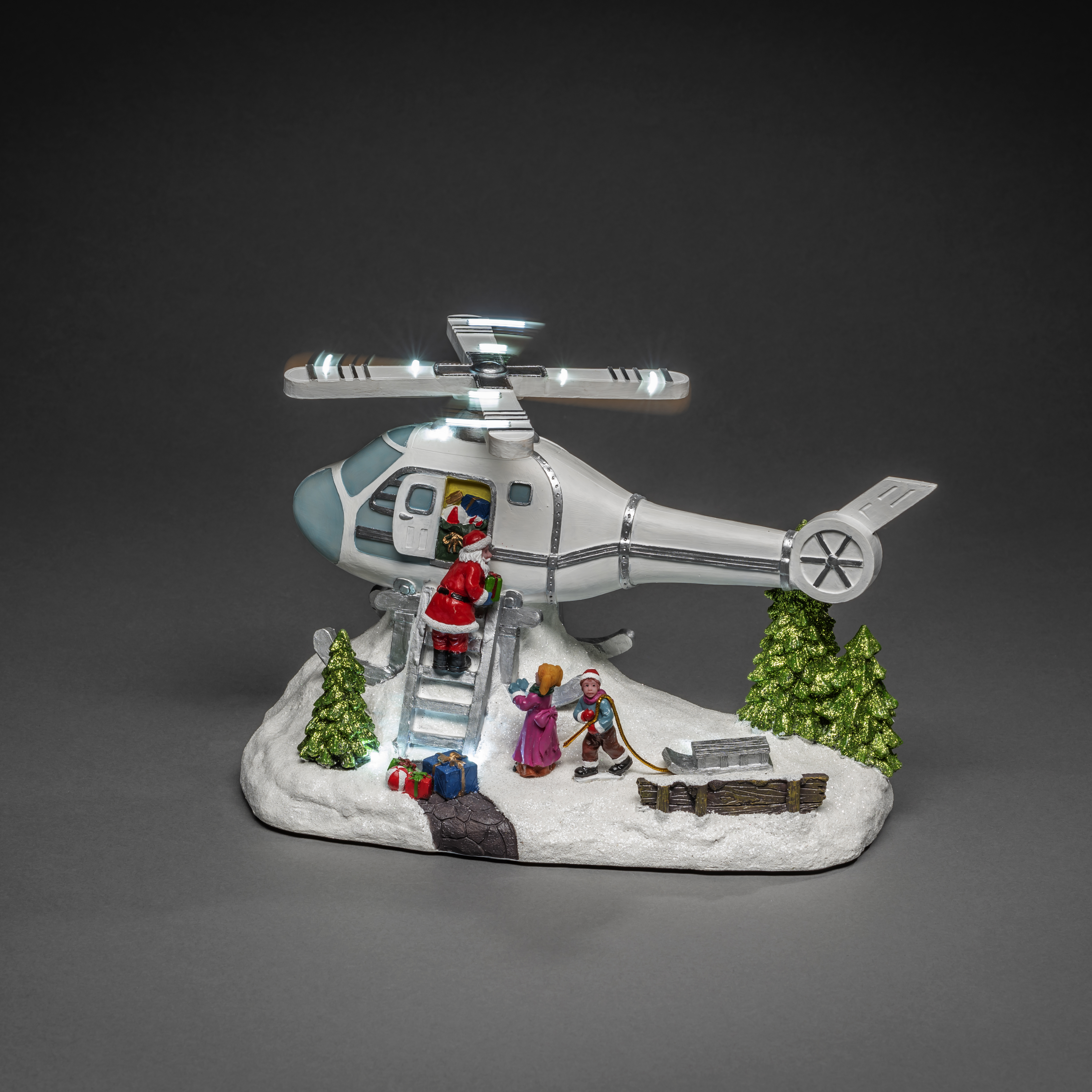 Julby Julfigur Gnosjö Konstsmide Tomte med Helikopter