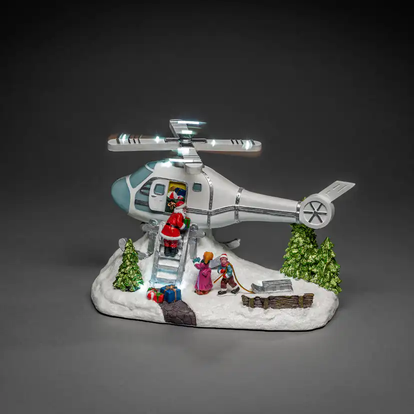Julby Julfigur Gnosjö Konstsmide Tomte med Helikopter