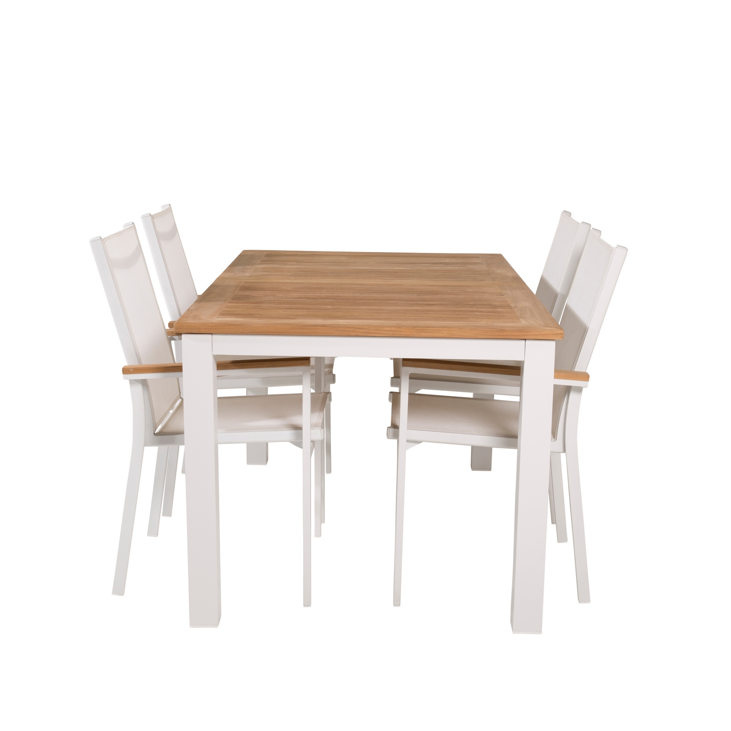 Panama Dining Table 152/210*90 - White Alu / Teak+Texas Arm Blanka Ben