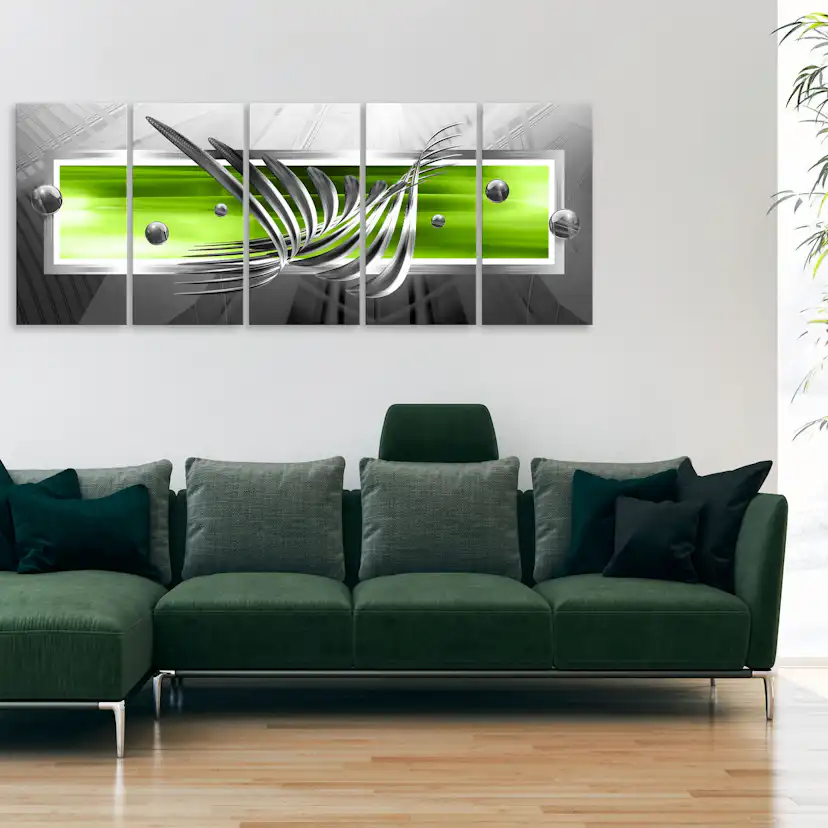 Tavla - Silver Wings (5 Parts) Narrow Green 200x80 200x80 cm