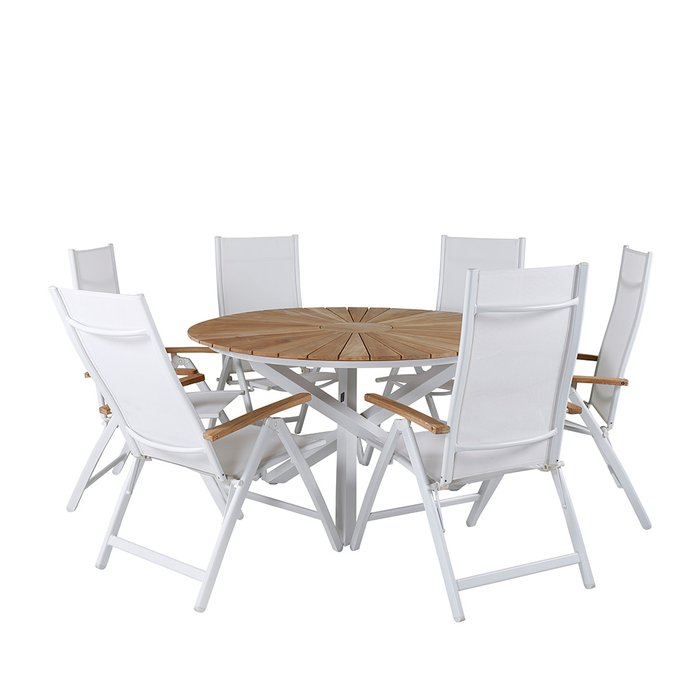 Matgrupp Venture Home Mendi Rund med 6 Pave Stolar