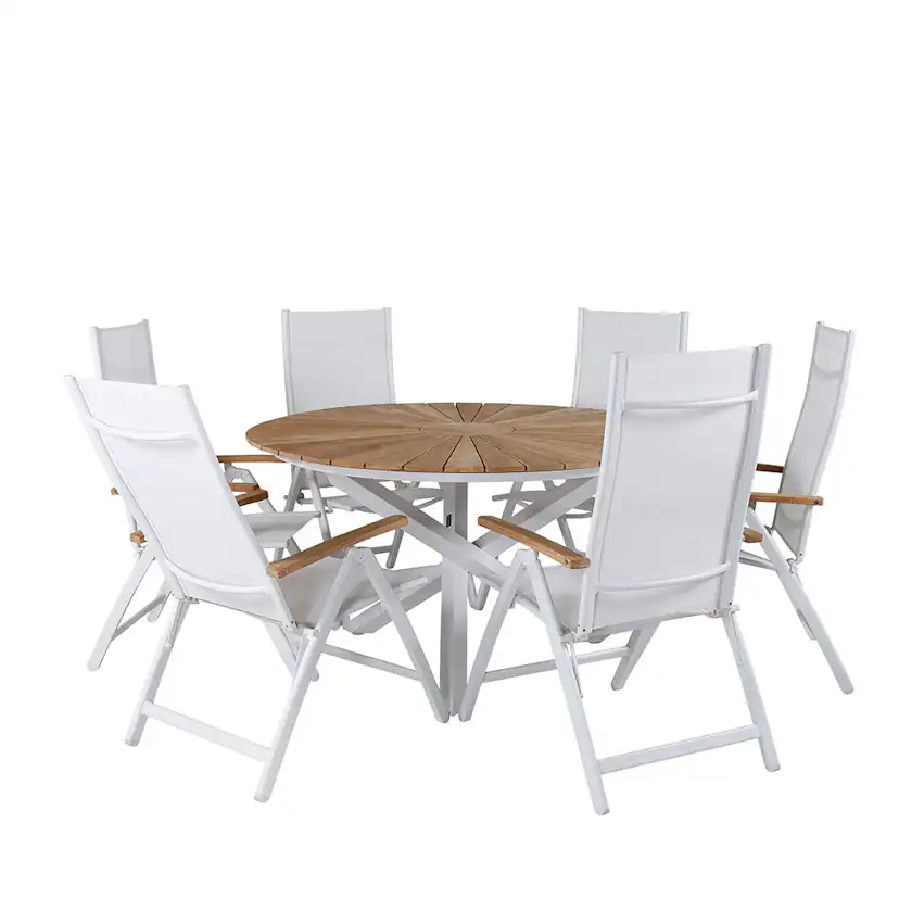 Matgrupp Venture Home Mendi Rund med 6 Pave Stolar