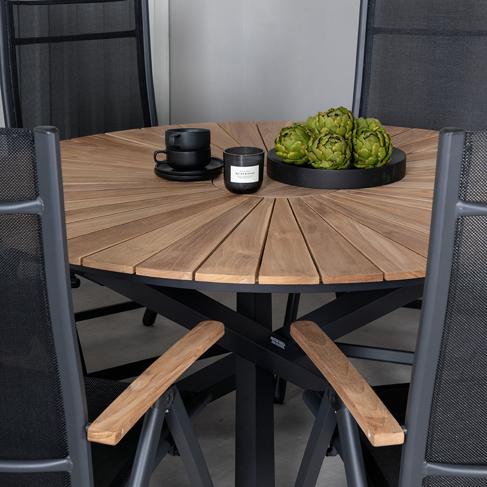 Matgrupp Venture Home Meya med 6 Perla Positionsstolar