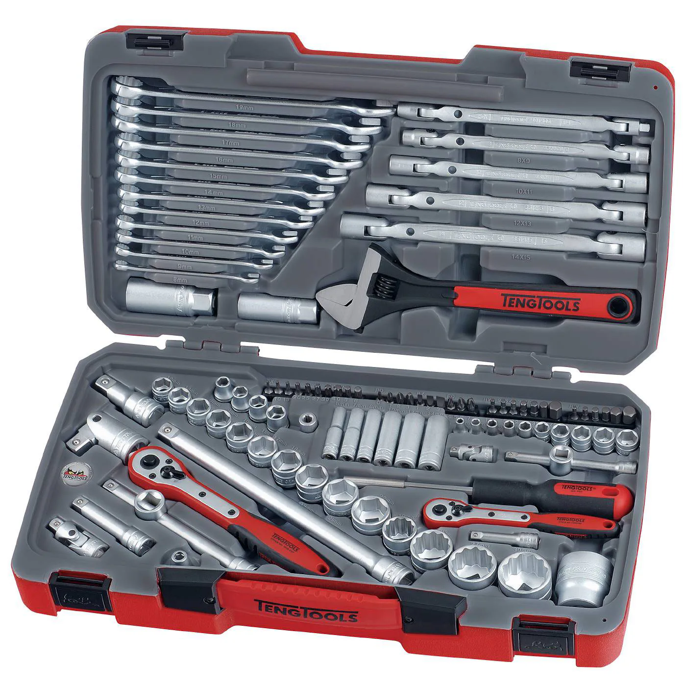 Hylsnyckelsats med 1/4 tum, 3/8 tum och 1/2 tum fyrkantsfäste Teng Tools TM106