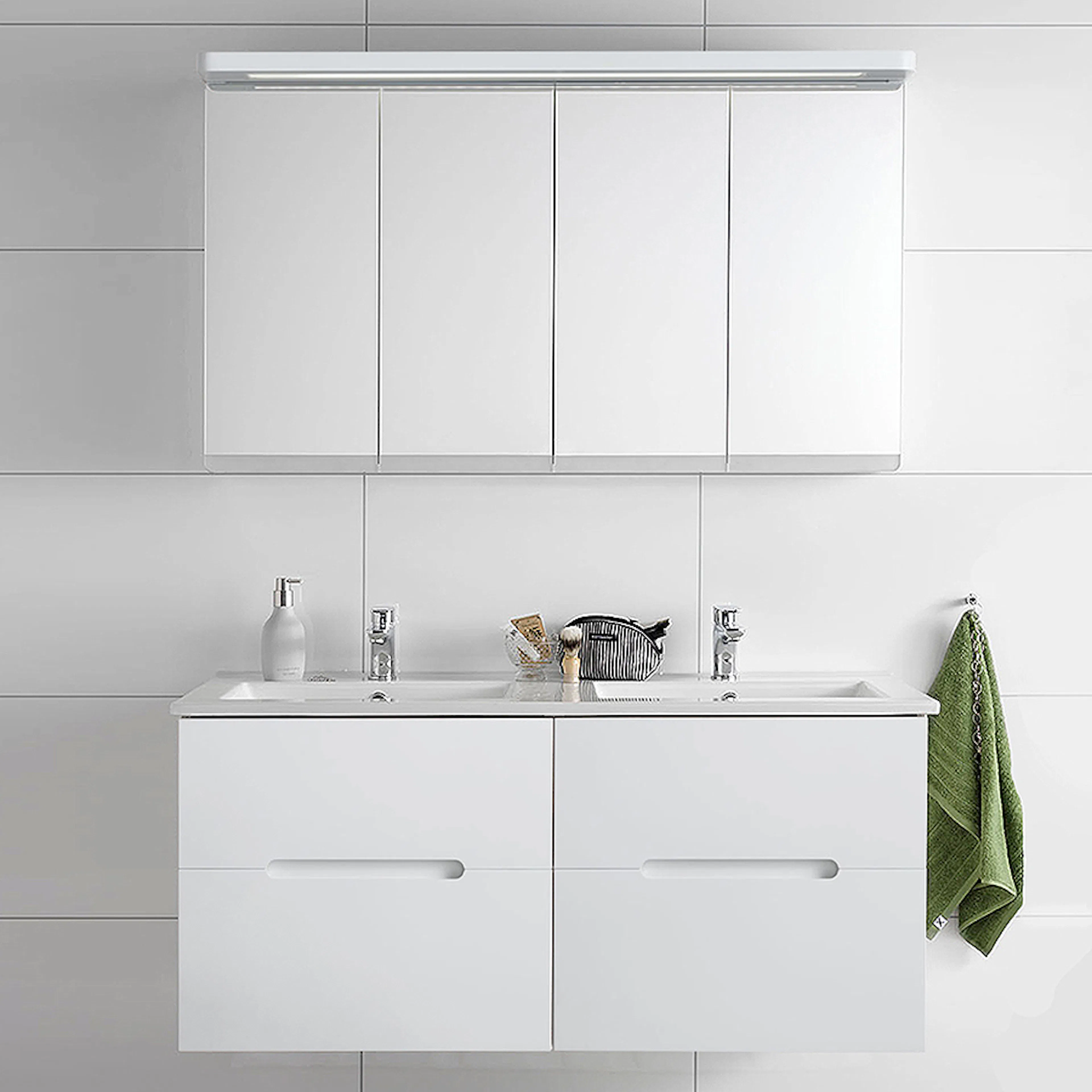 Möbelpaket Hafa Sun Vit Matt Spegelskåp Dubbel