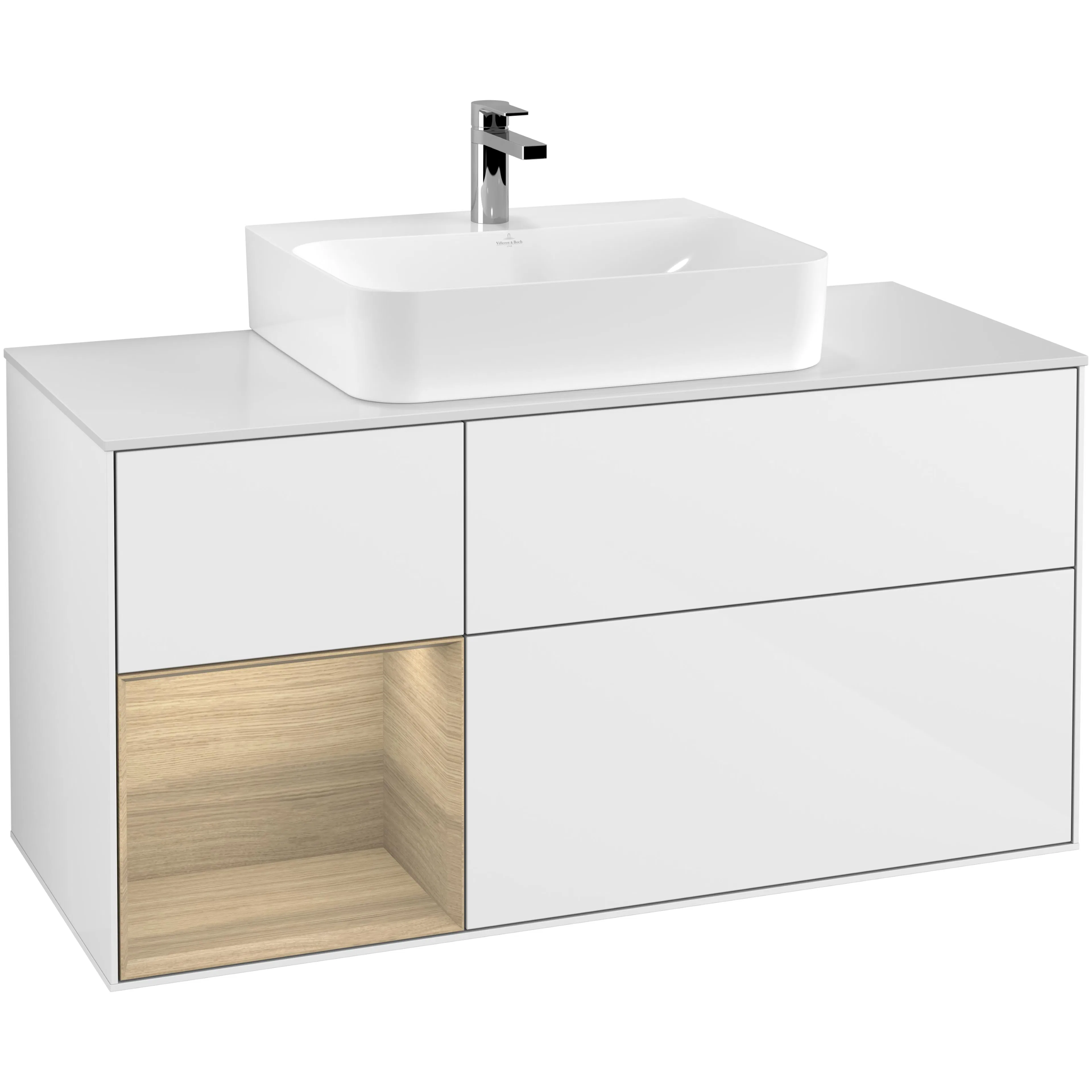 Tvättställsskåp Villeroy & Boch Finion med 3 Lådor Hylla och Bänkskiva för Centrerat Tvättställ
