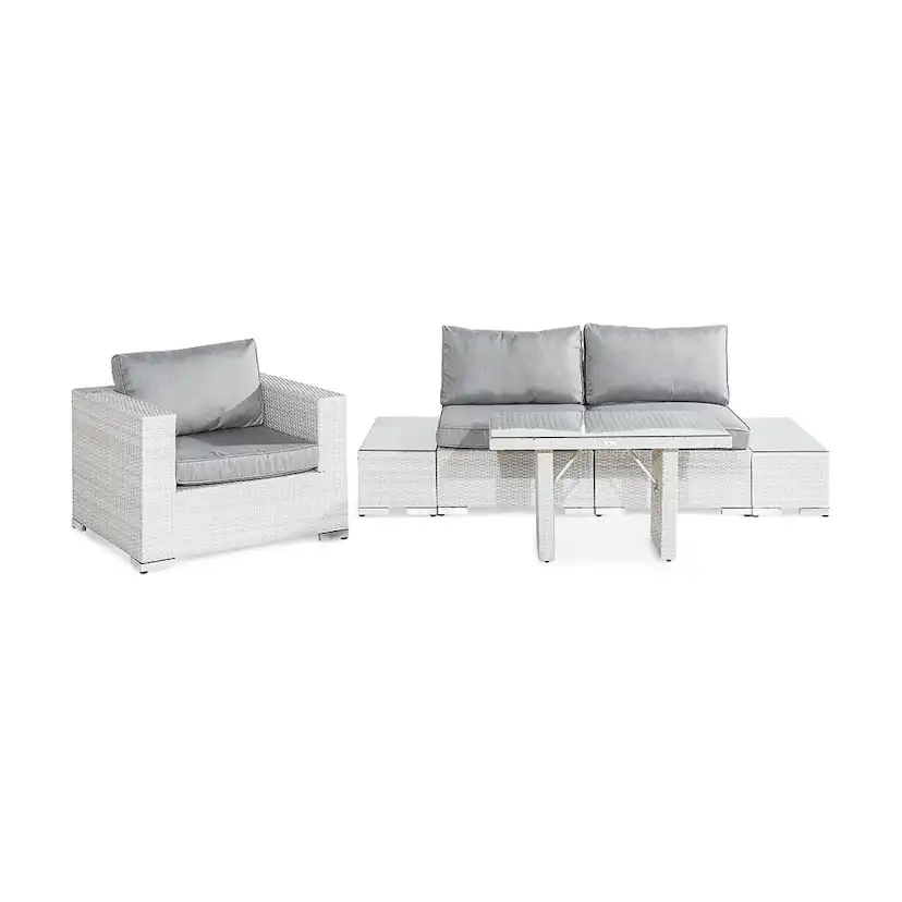 Loungegrupp Comfort Garden Bahamas 3-sits med Dubbla Avslut, Bord 100x60 och Utefåtölj Utomhus
