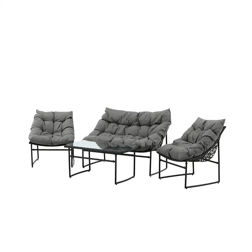 Loungeset Venture Home Ture Soffgrupp Svart med Dynor Utomhus
