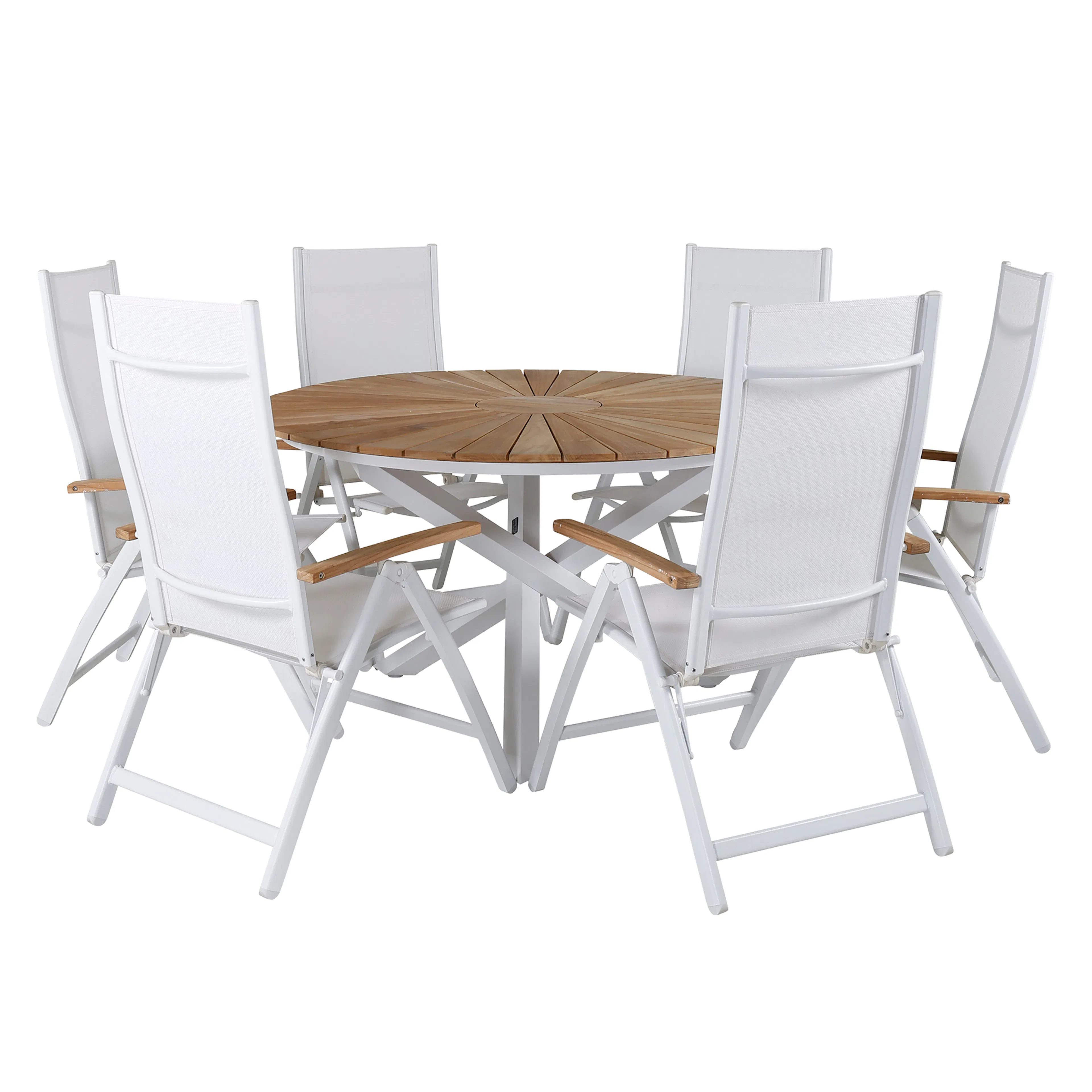 Matgrupp Venture Home Mendi Rund med 6 Pave Stolar