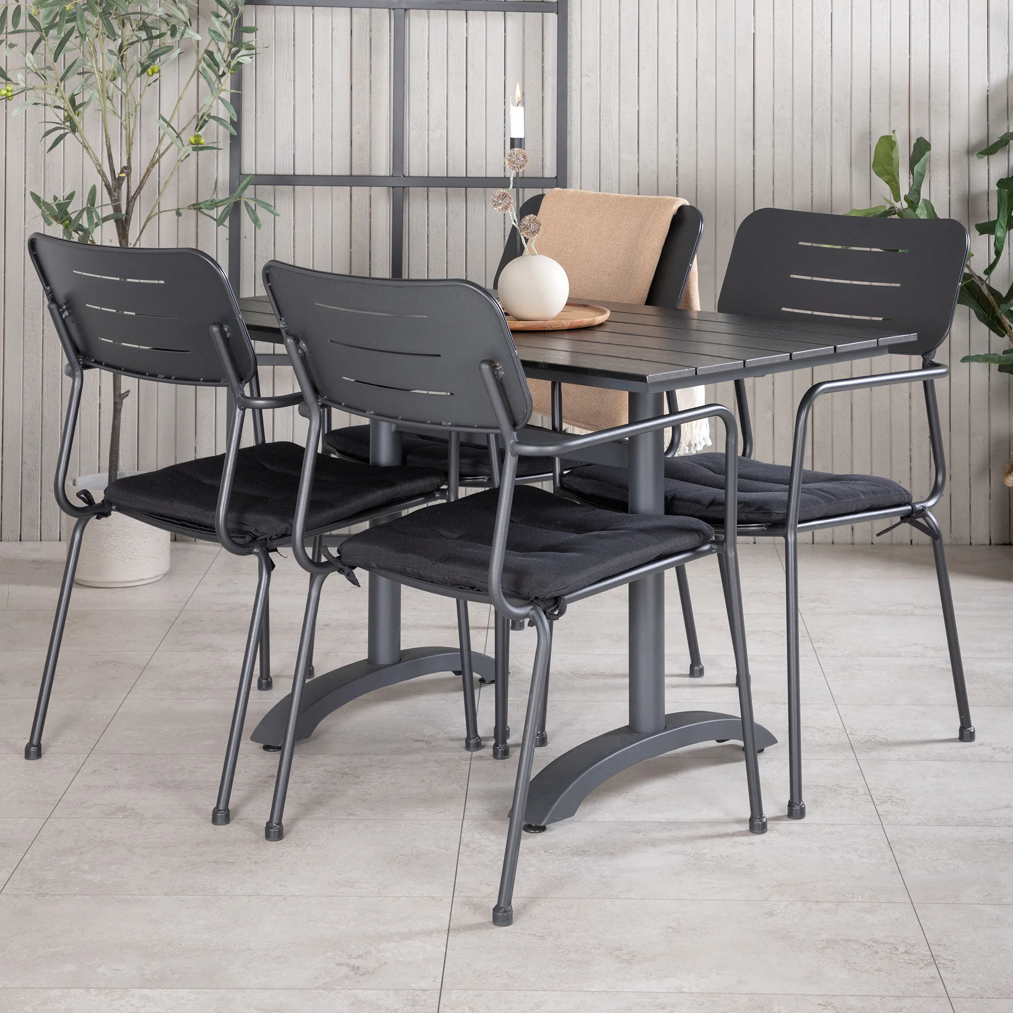 Denver 70*120 Black/Black+Nicke Dining chair w. armrest - Bl Svart