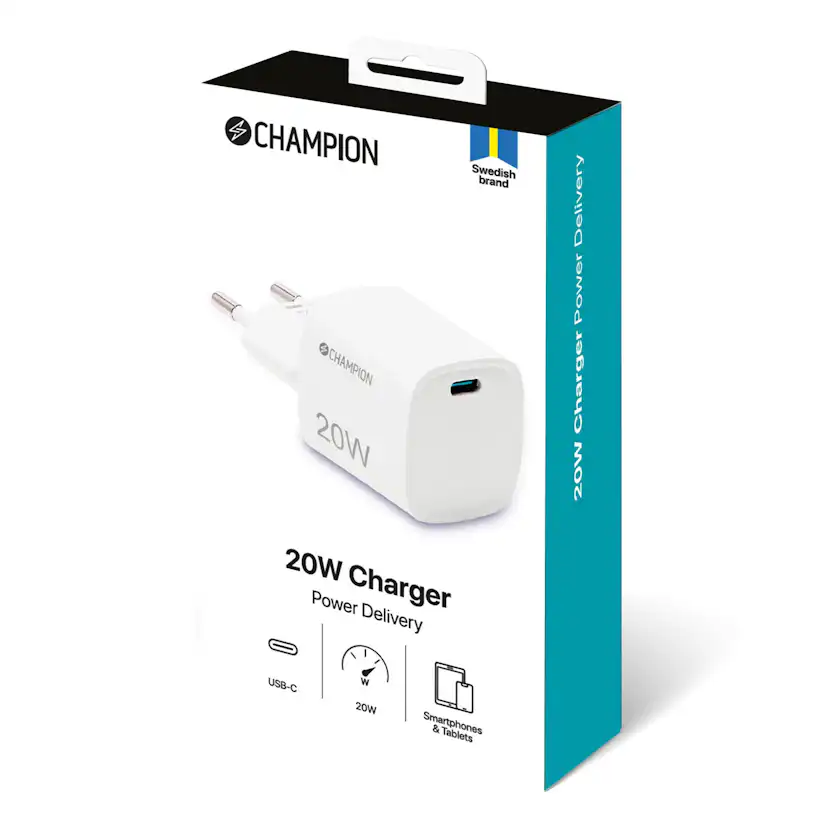 Laddare Champion 20W PD Vit