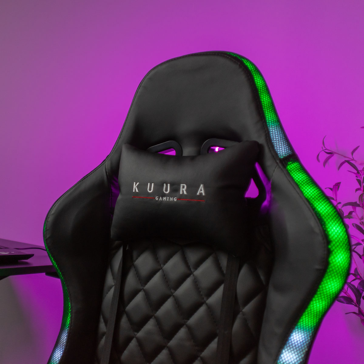 Gamingstol Kuura RGB Svart Justerbar med Inbyggda RGB-Lampor